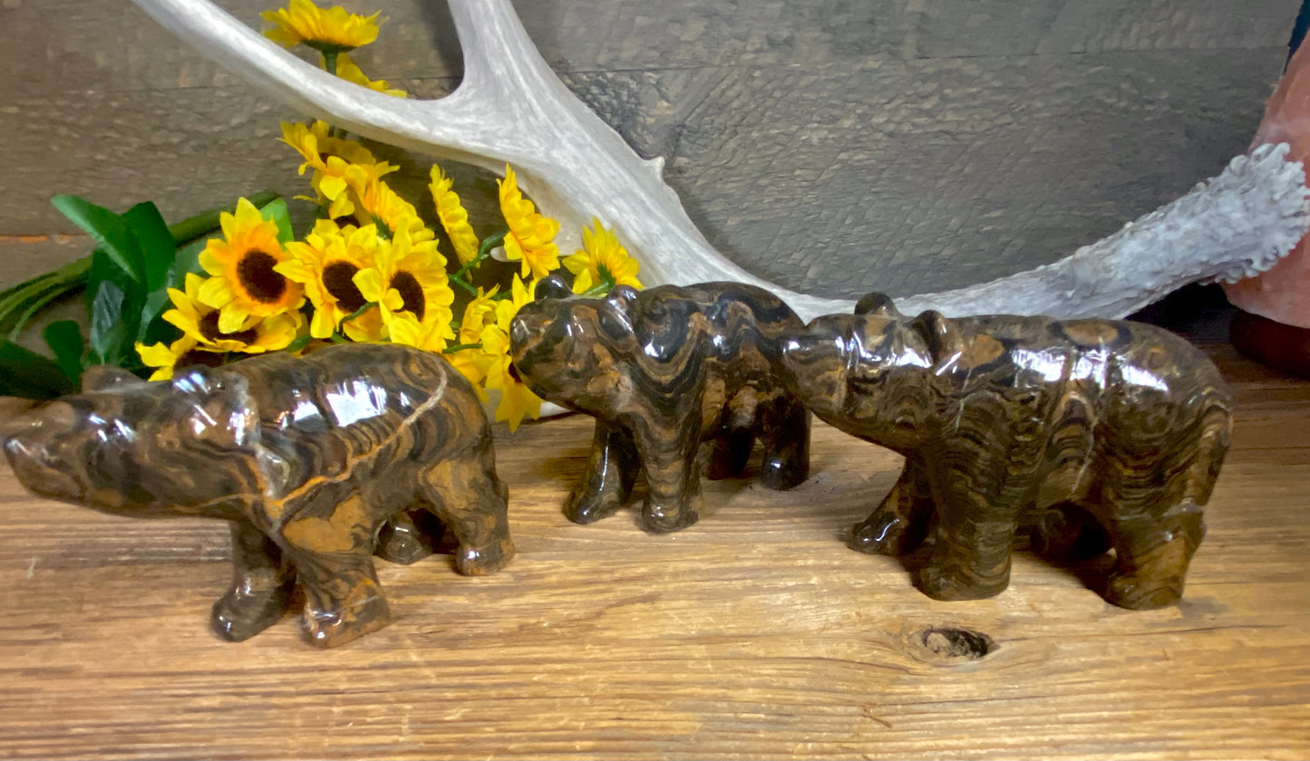 Stromatalite Hand Carved Bear Sculpture