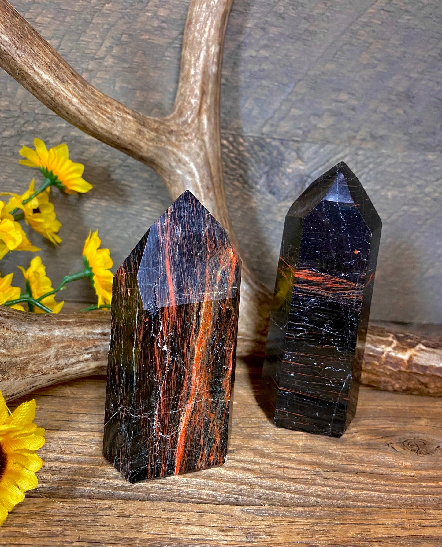 Black Tourmaline & Iron Polished Pillar