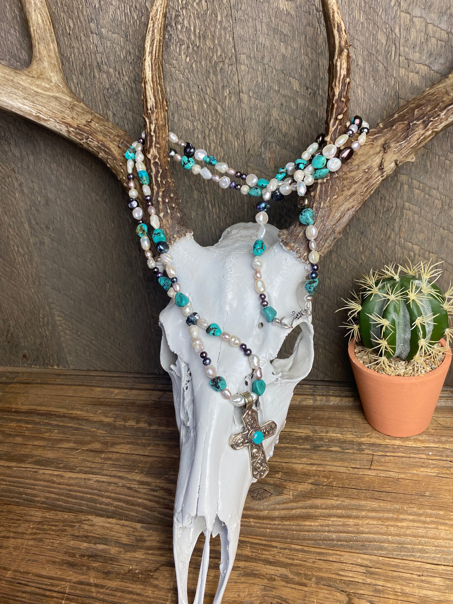 Cowgirl Up Turquoise & Pearl Necklace
