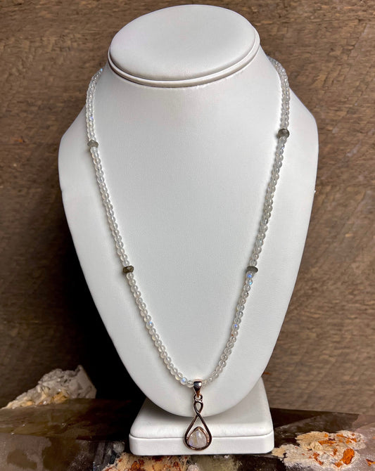 Rainbow Moonstone Swirl Necklace