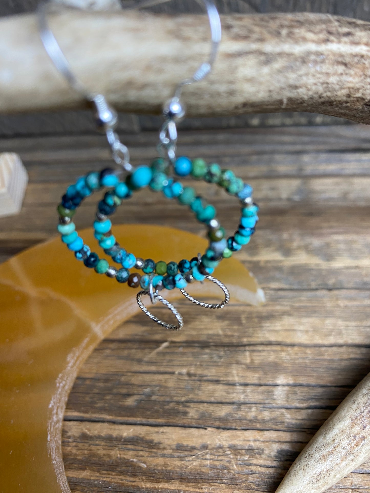 Turquoise Beaded Hoop Earrings