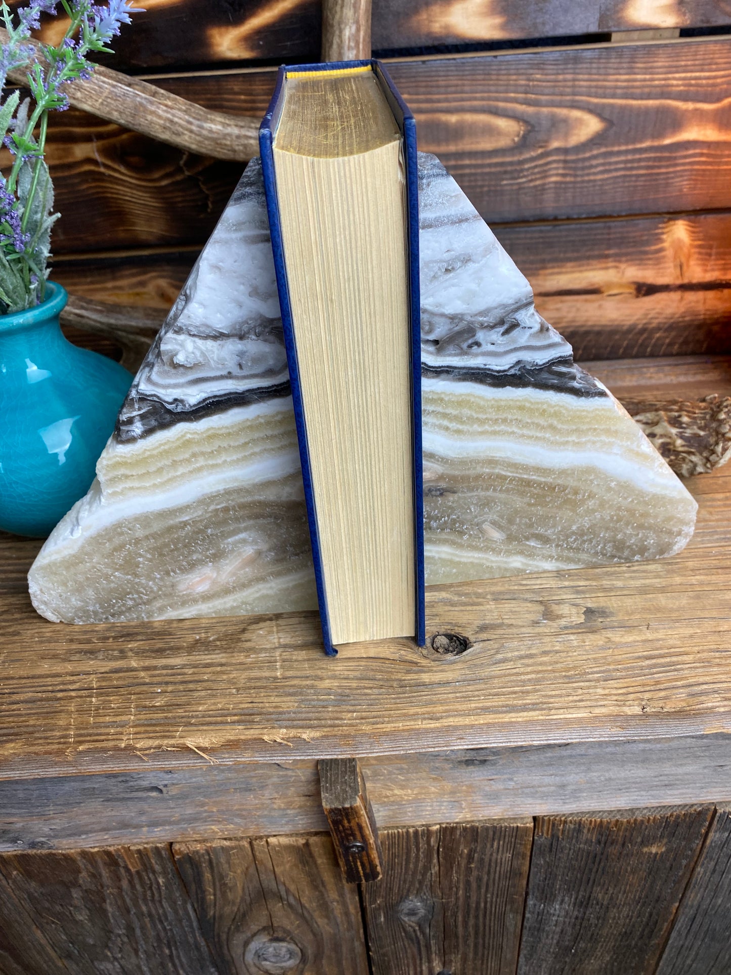 Zebra Onyx Hand-Carved Bookends