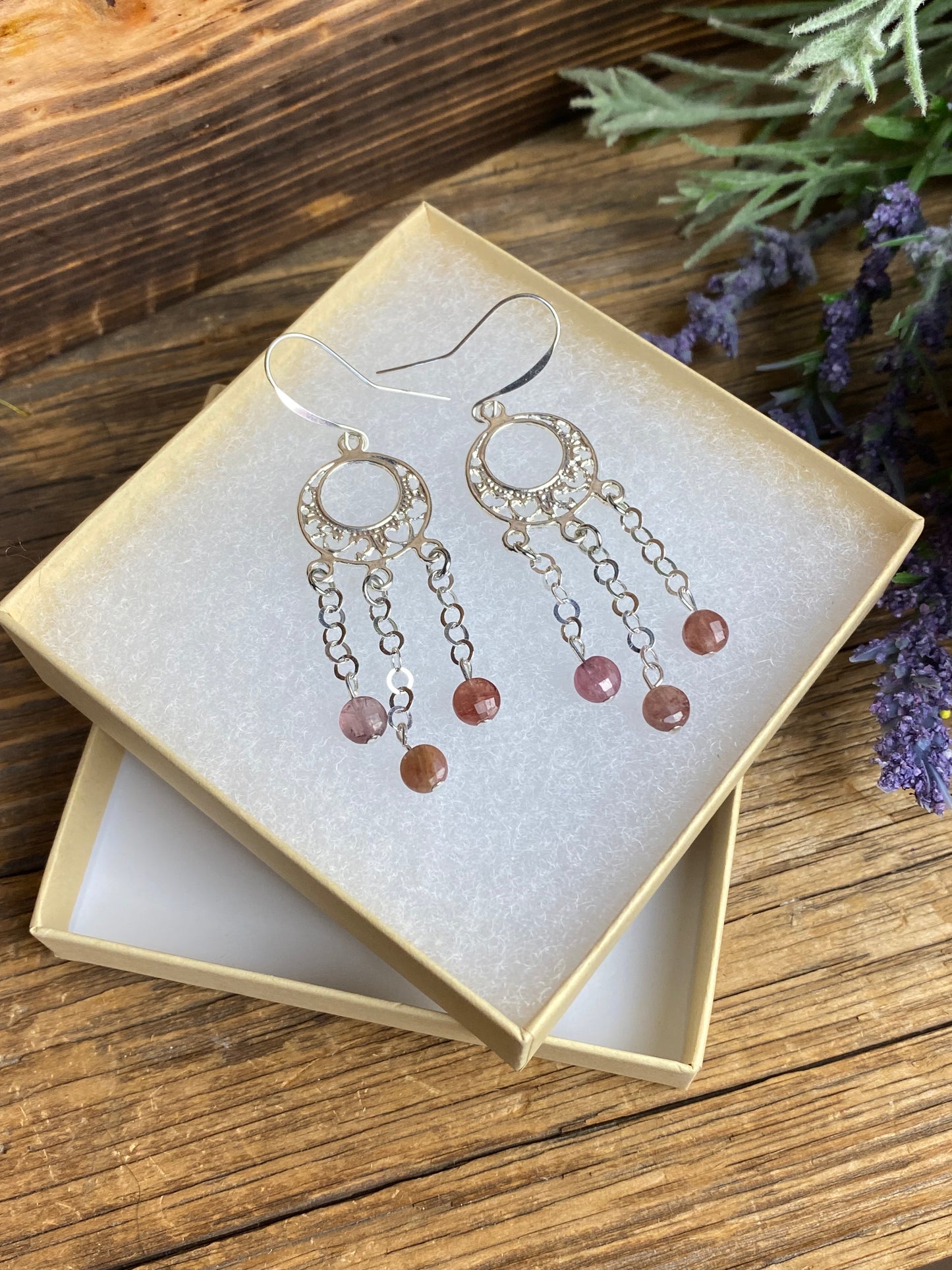 Boho Style Tourmaline Chandelier Earrings
