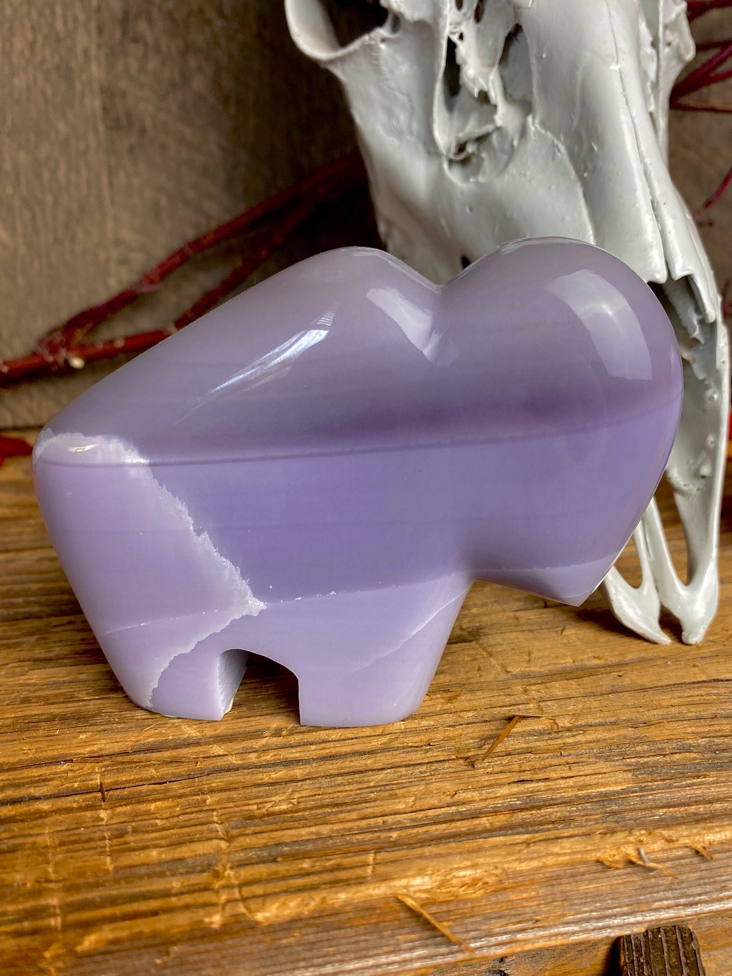 Lavender Fluorite Hand-Carved Buffalo