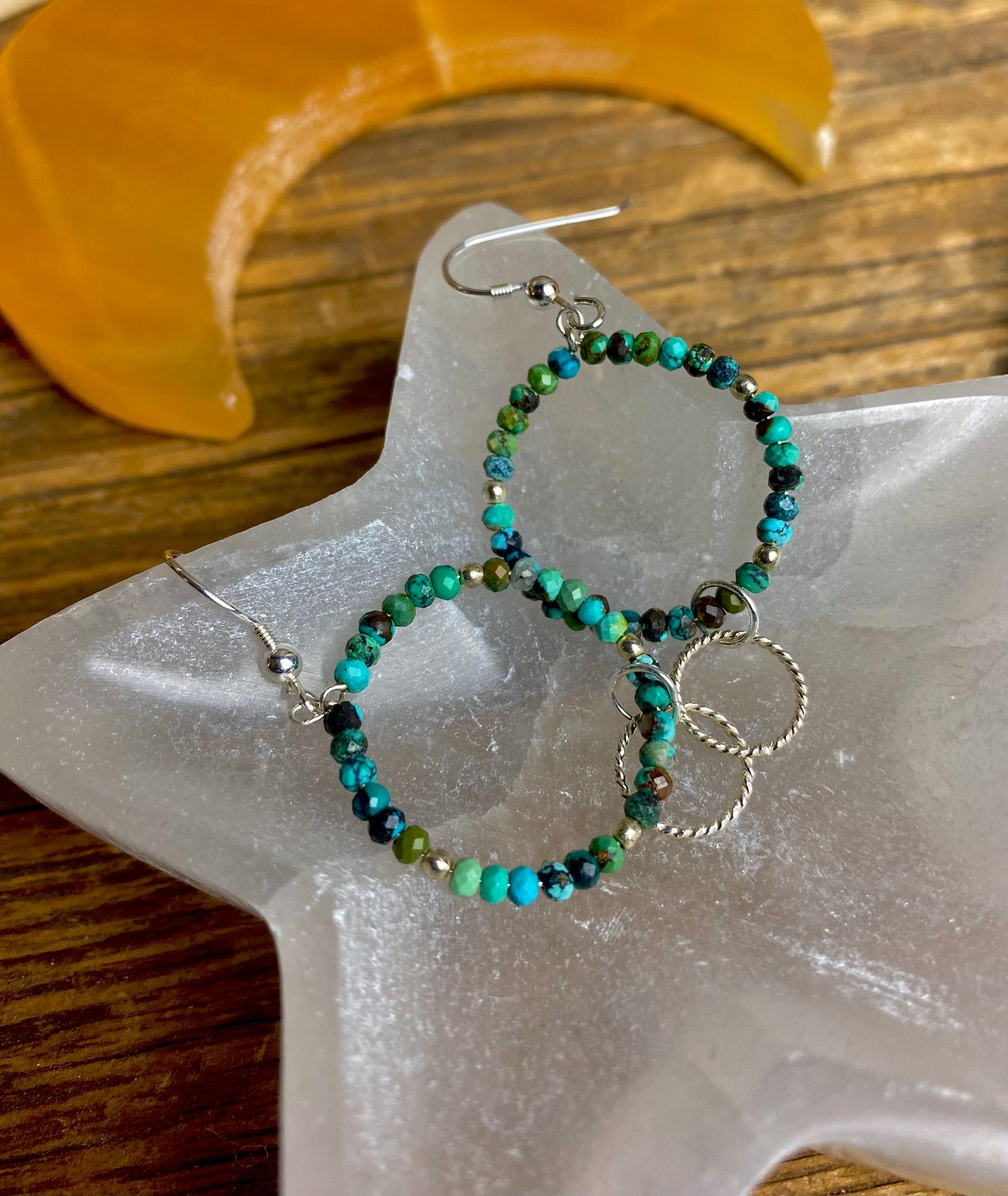 Turquoise Beaded Hoop Earrings