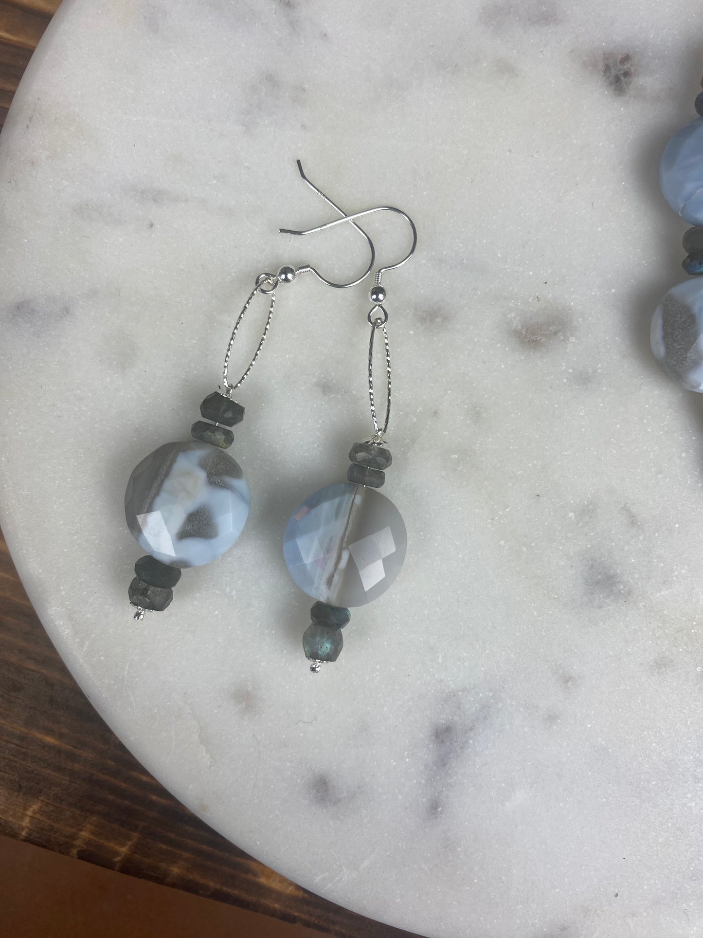 Blue Opal & Labradorite Faceted Earrings