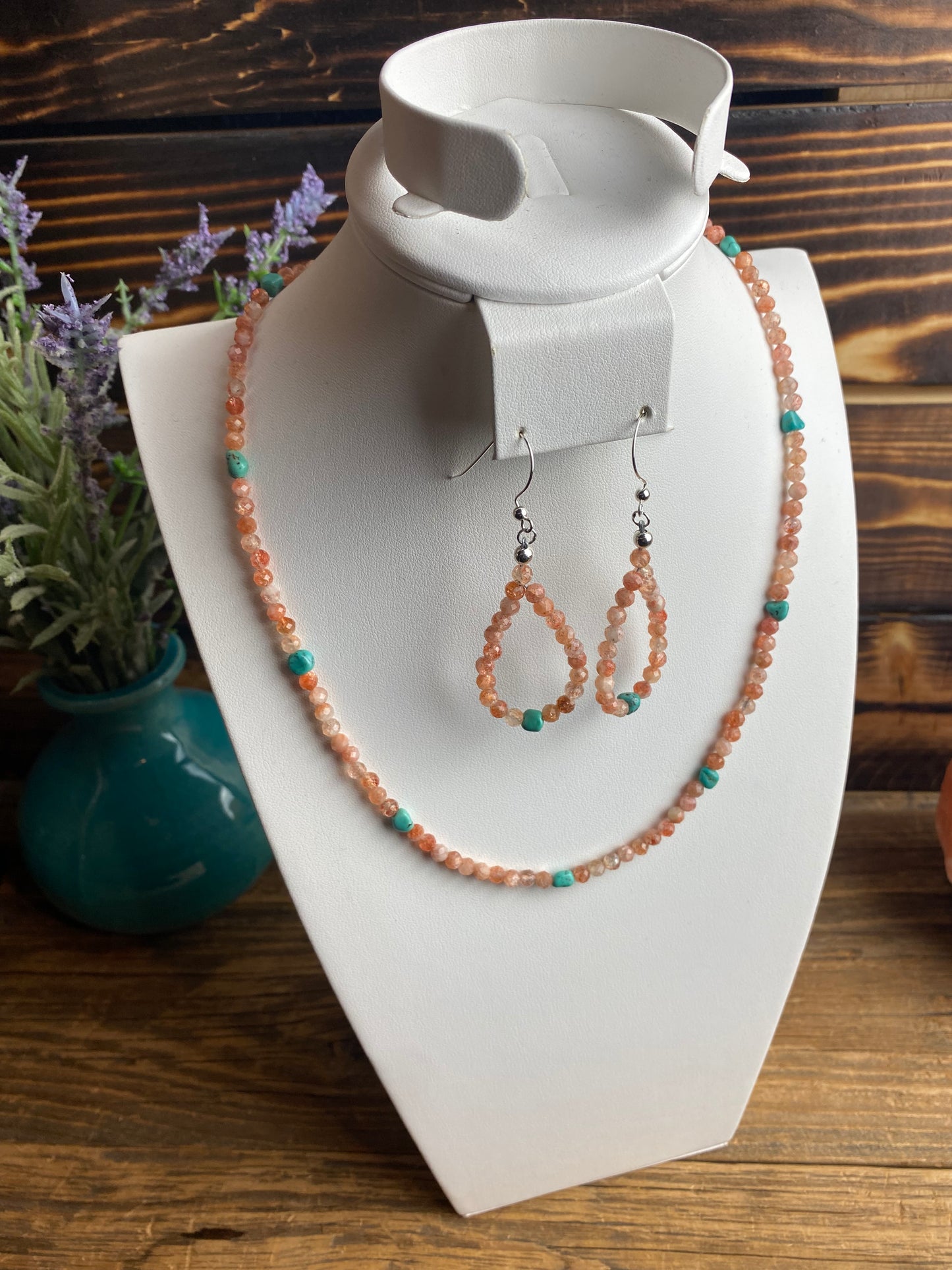 Sunstone & Turquoise Bead Jewelry Set