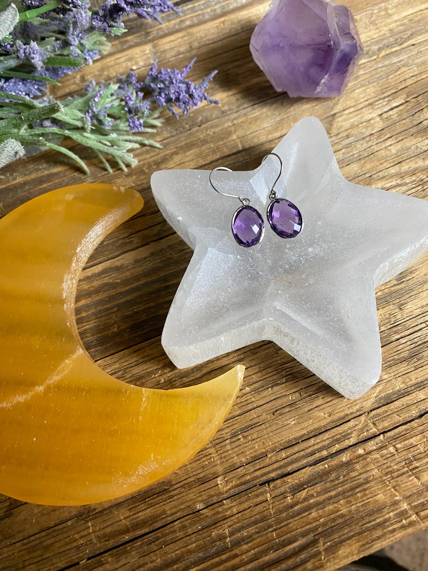 Amethyst Oval Faceted Earrings
