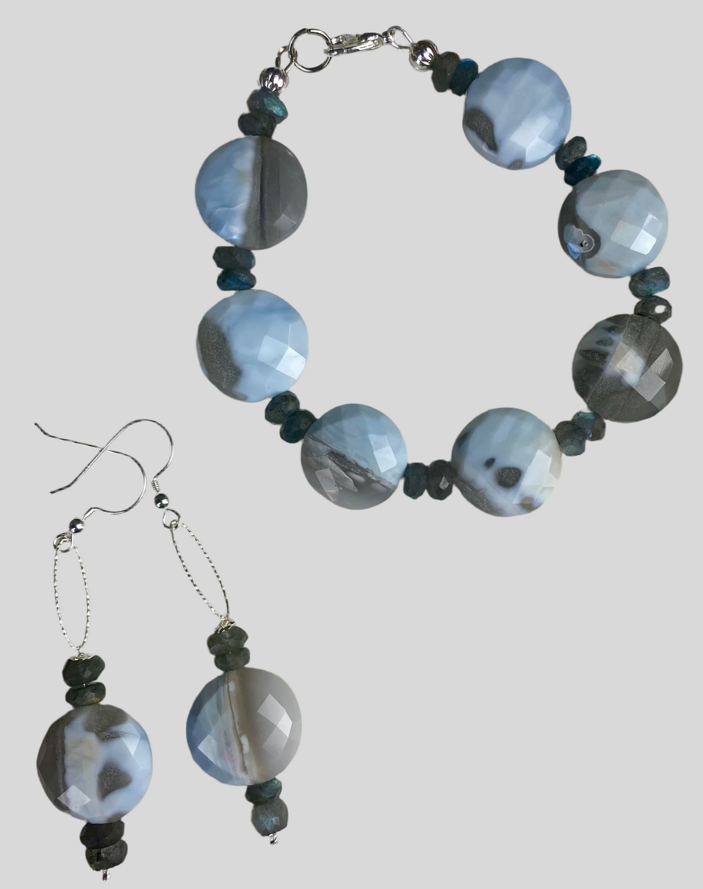 Blue Opal & Labradorite Faceted Bracelet