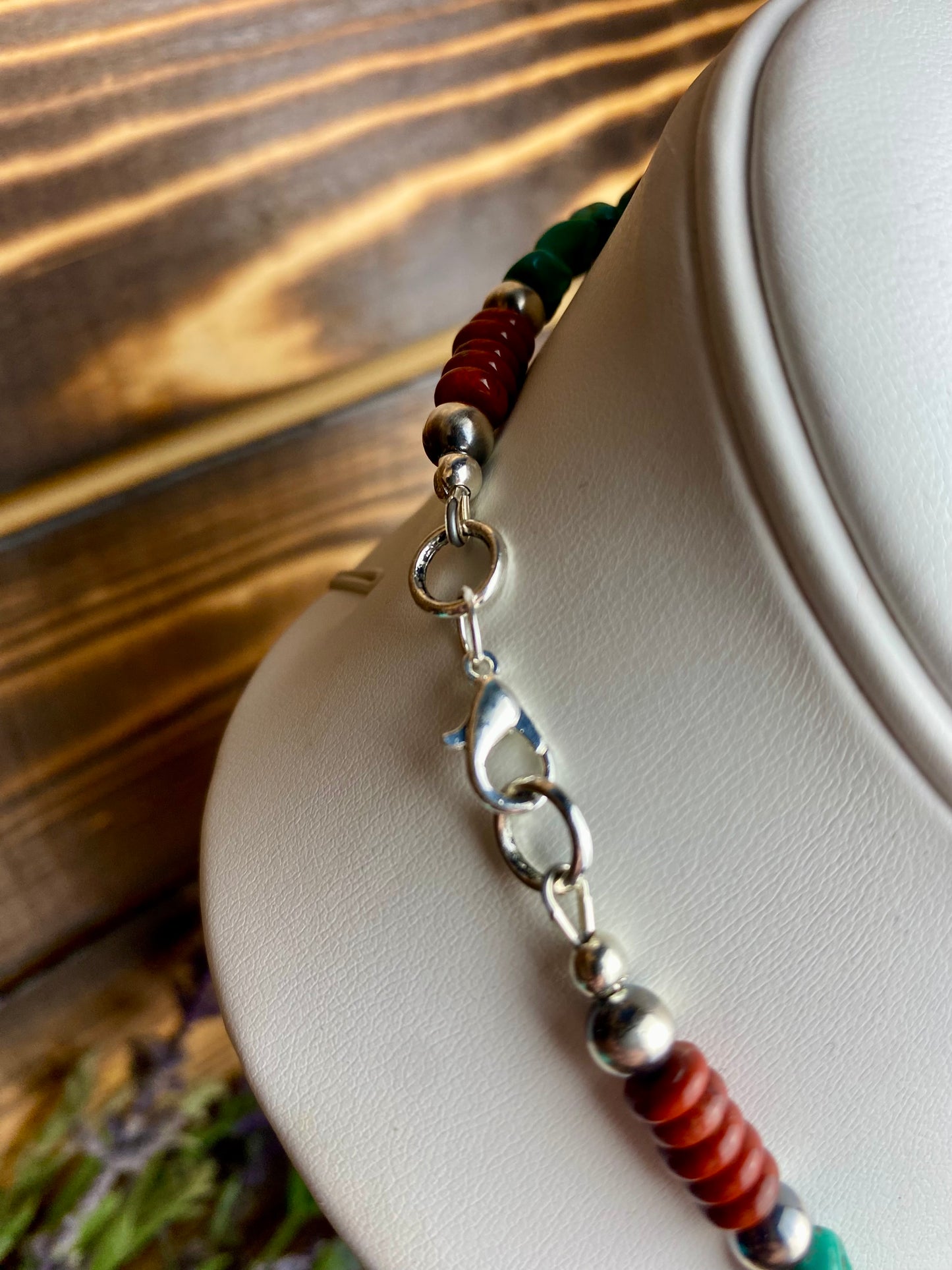 Navajo Pearl, Turquoise & Res Jasper Necklace