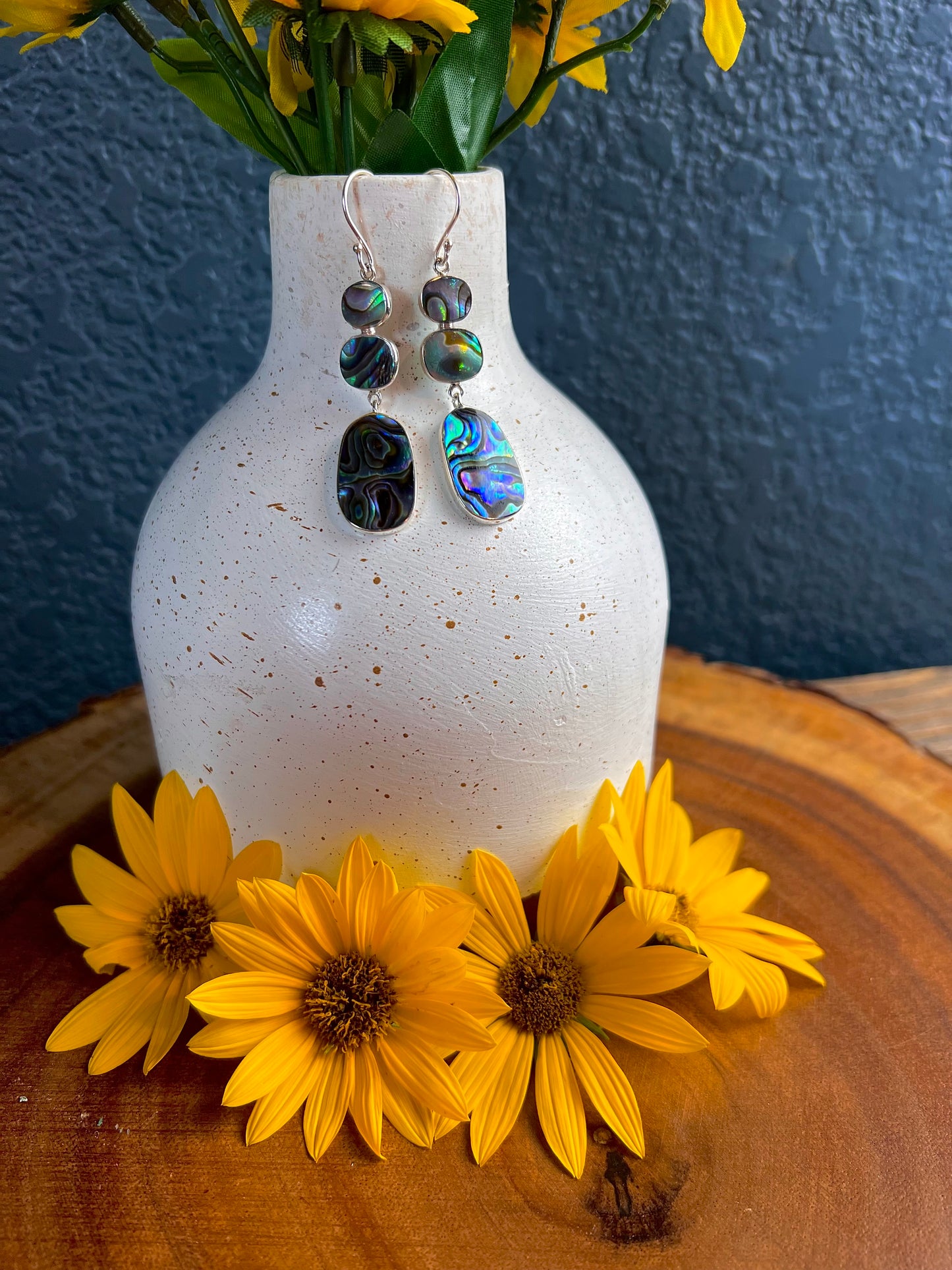 Abalone Sterling Silver Dangle Earrings