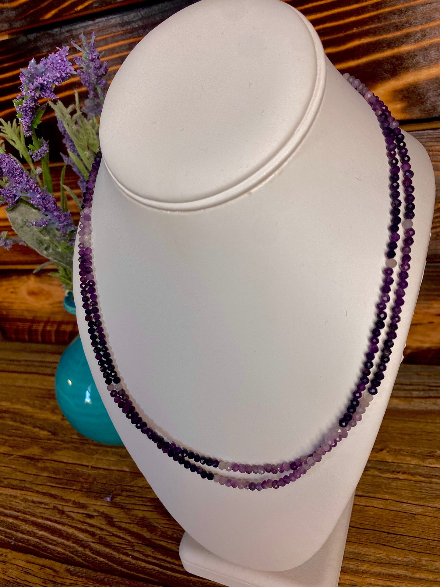 Amethyst Ombre Beaded Double Strand Necklace