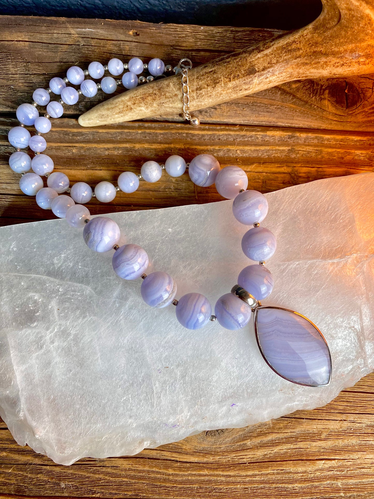 Blue Lace Agate Statement Necklace