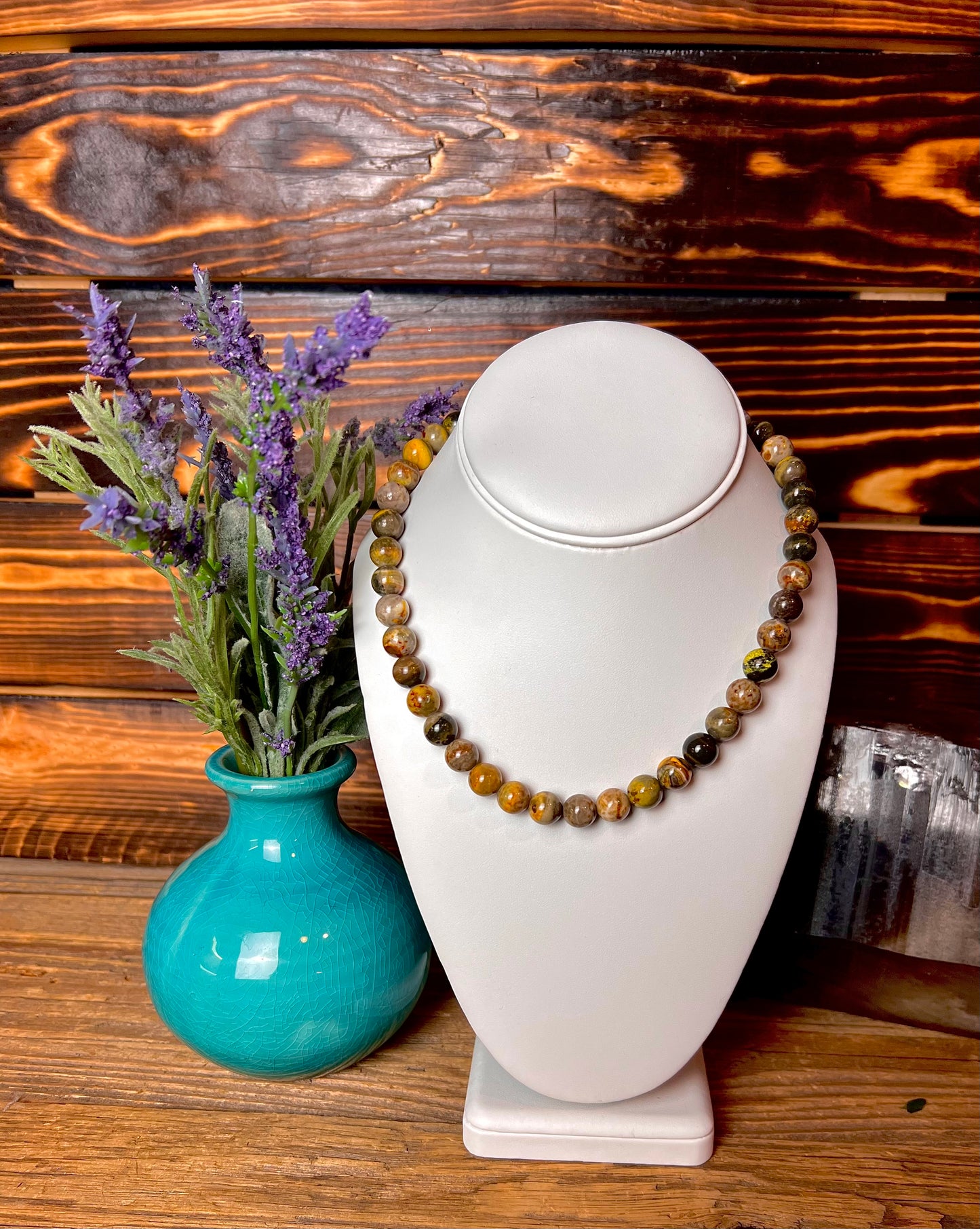 Bumblebee Jasper 10mm Bead Necklace