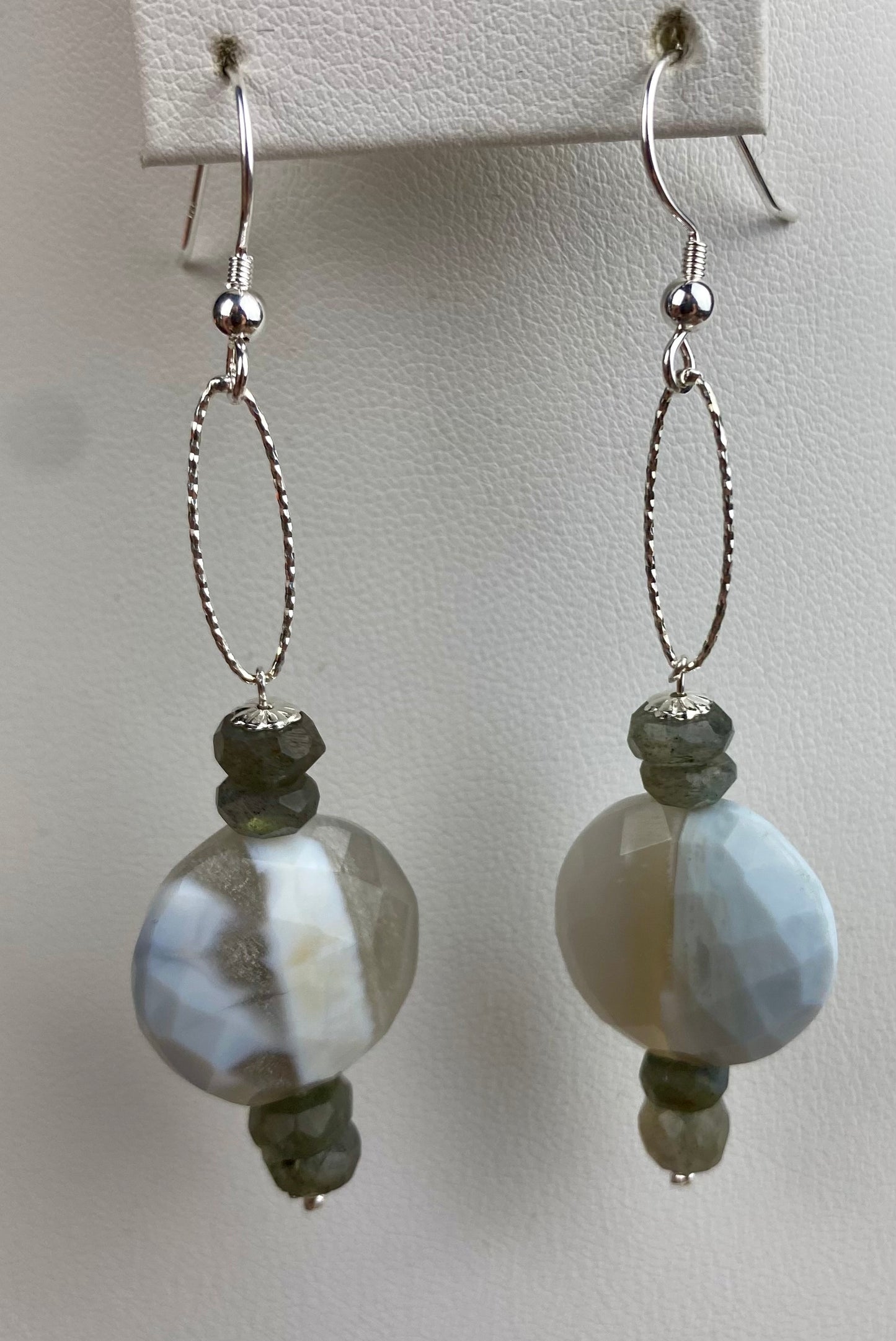 Blue Opal & Labradorite Faceted Earrings