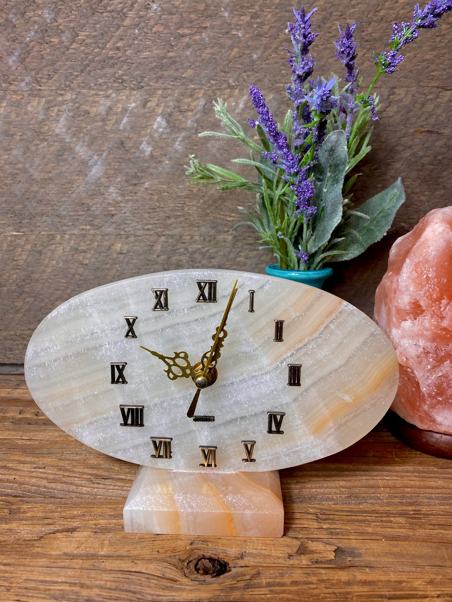 Calcite Hand-Carved Clock