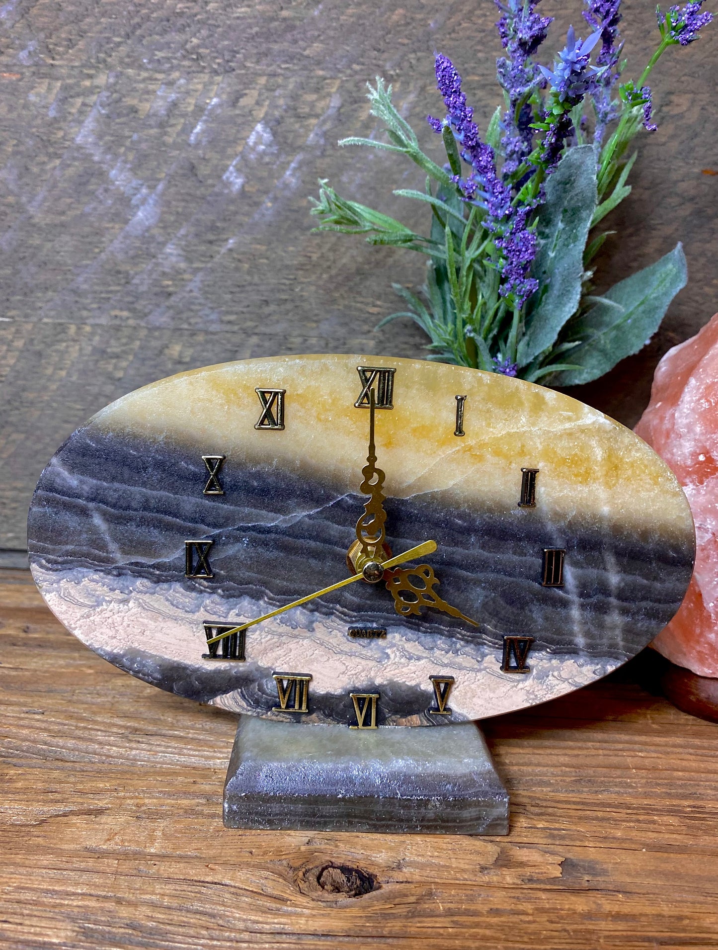 Calcite Hand-Carved Clock