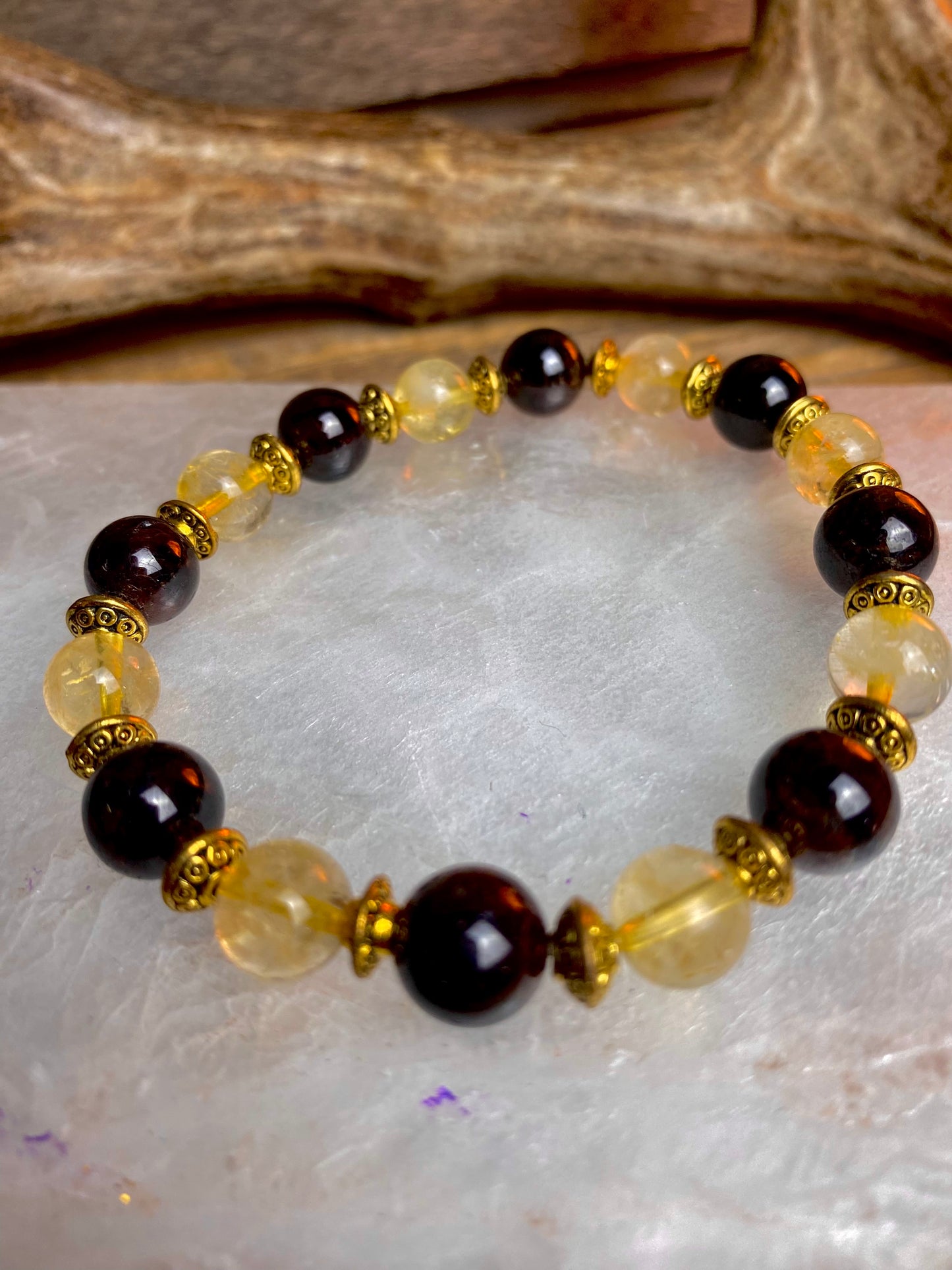 Citrine & Garnet Bead Bracelet