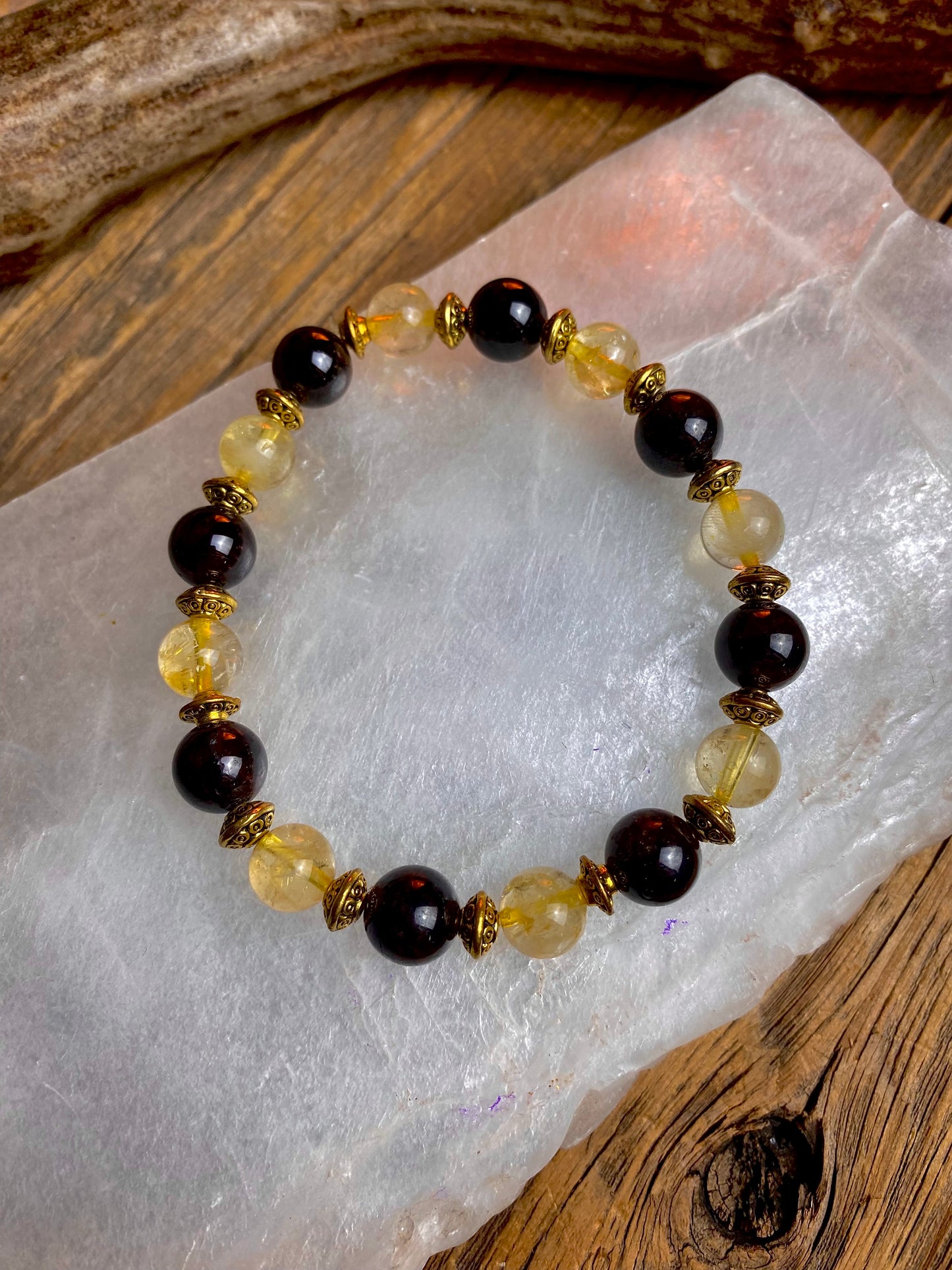 Citrine & Garnet Bead Bracelet