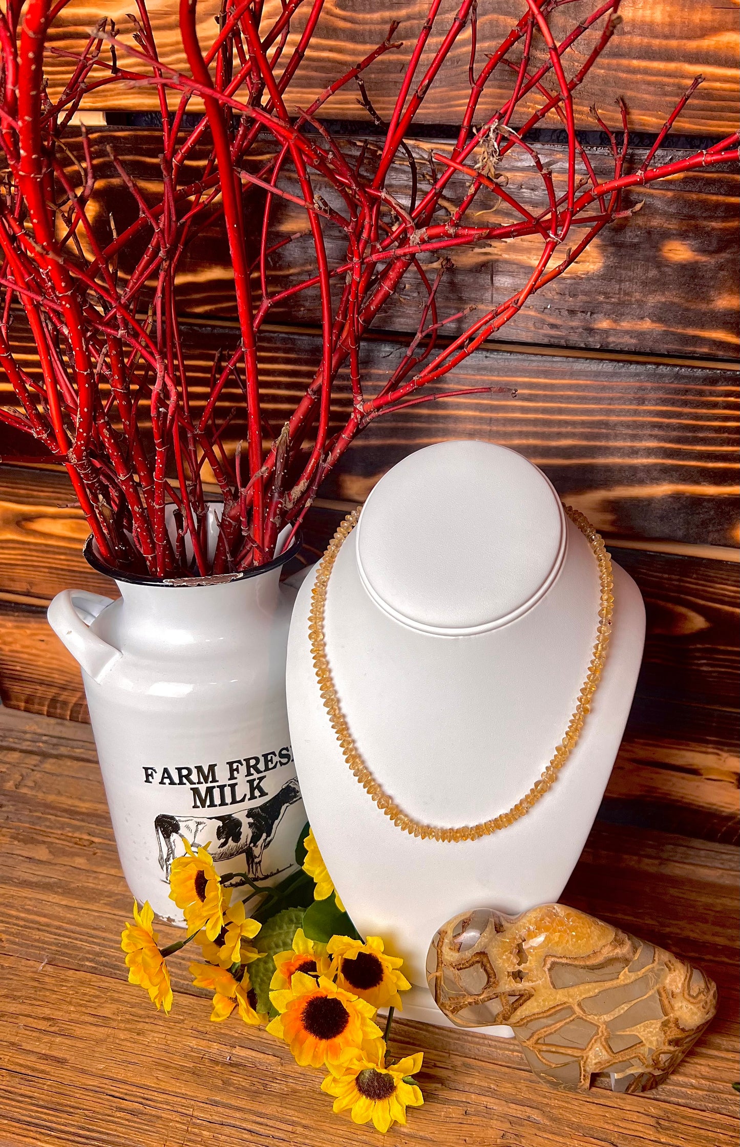 Citrine Rondelle Beaded Necklace