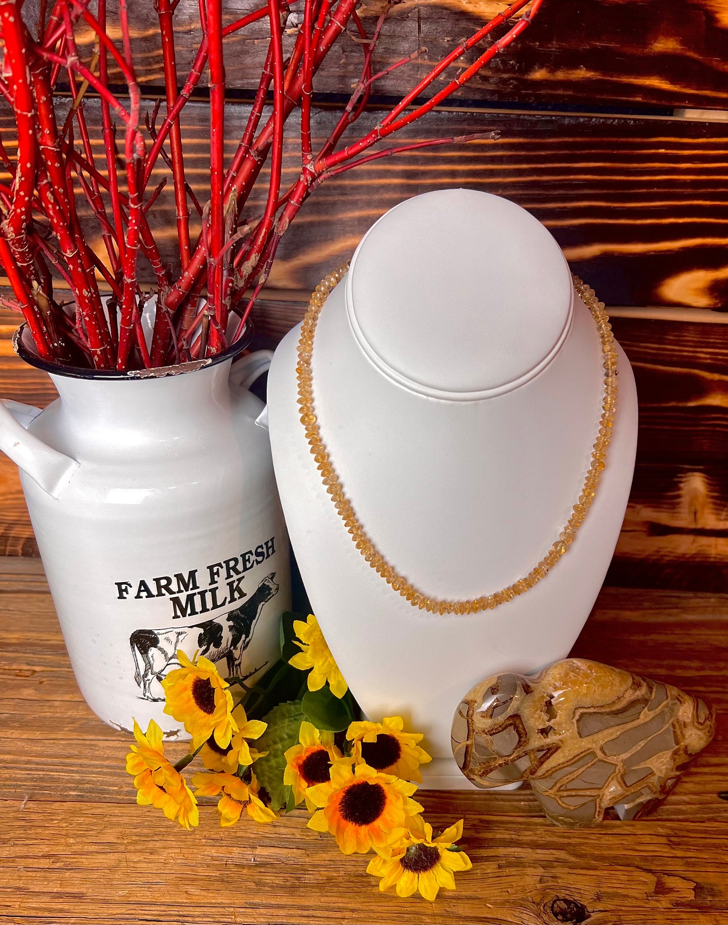 Citrine Rondelle Beaded Necklace