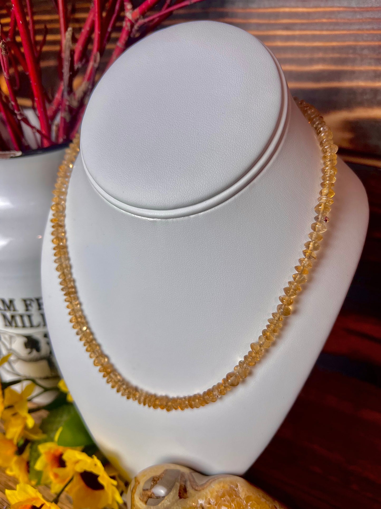 Citrine Rondelle Beaded Necklace