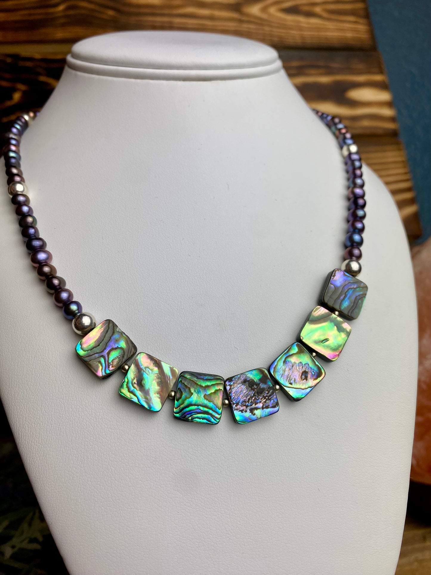 Abalone & Fresh Water Peacock Pearl Necklace