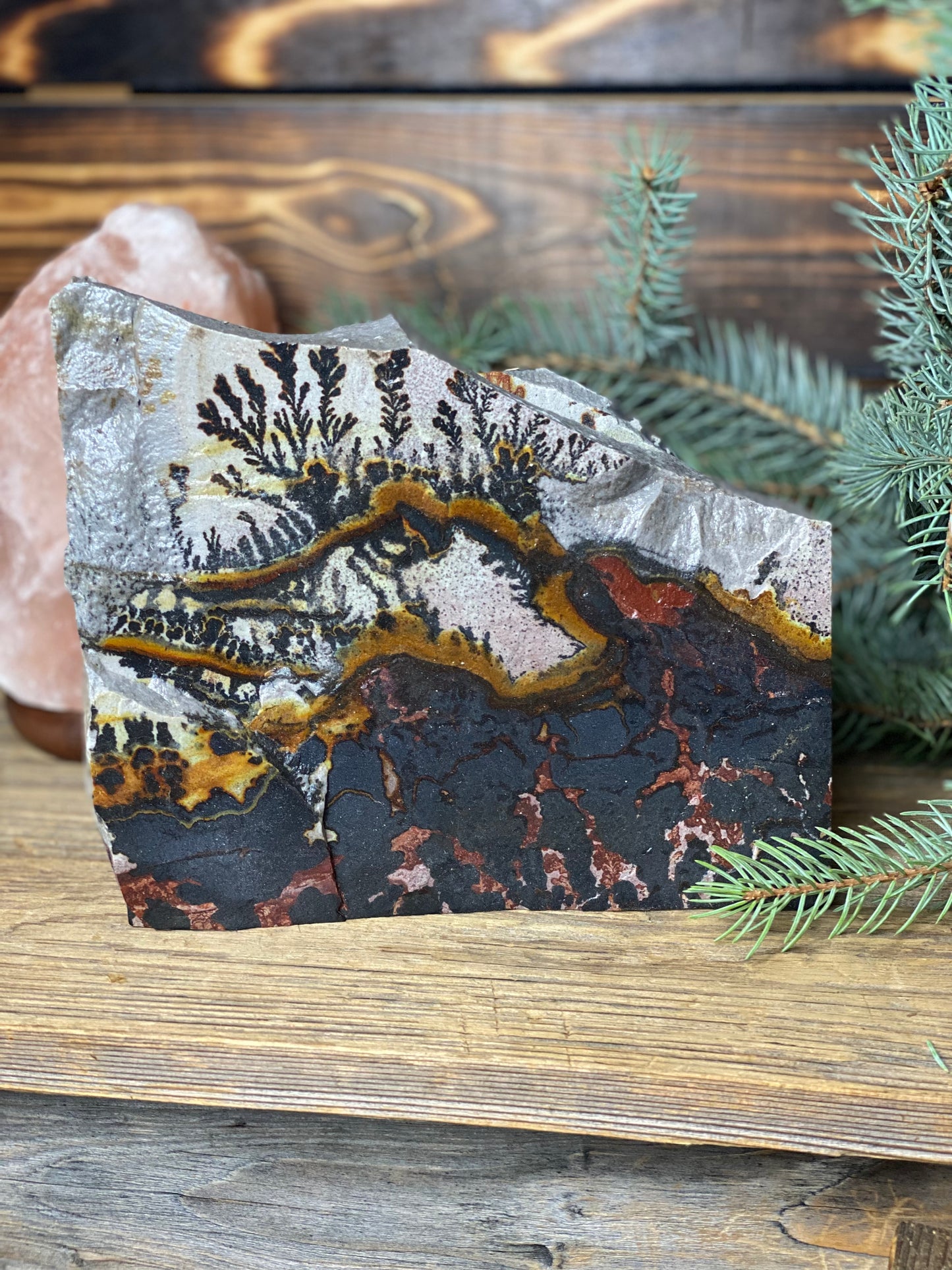 Dendritic Limestone Slab Specimen