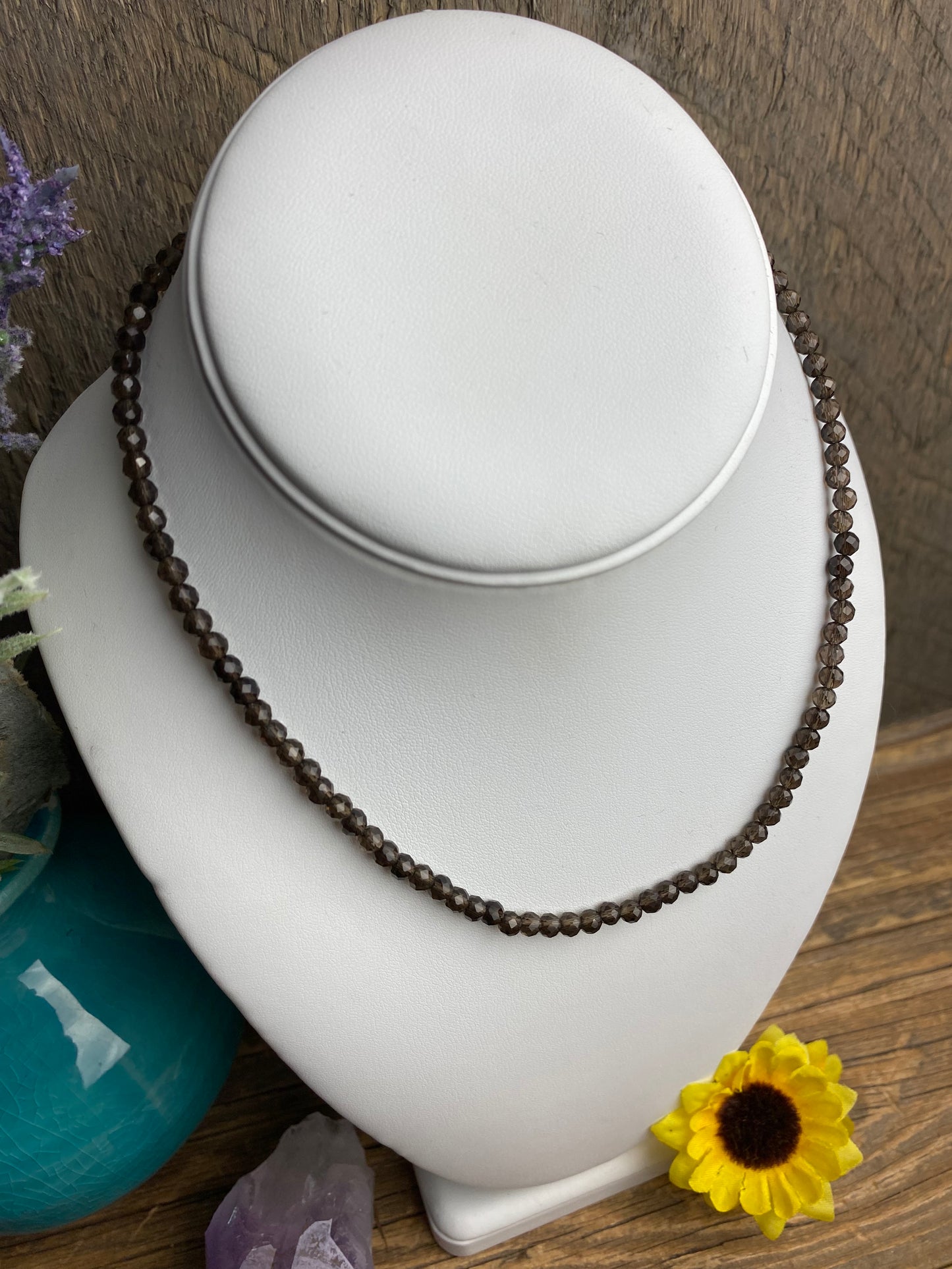 Smoky Quartz Faceted Choker Necklace