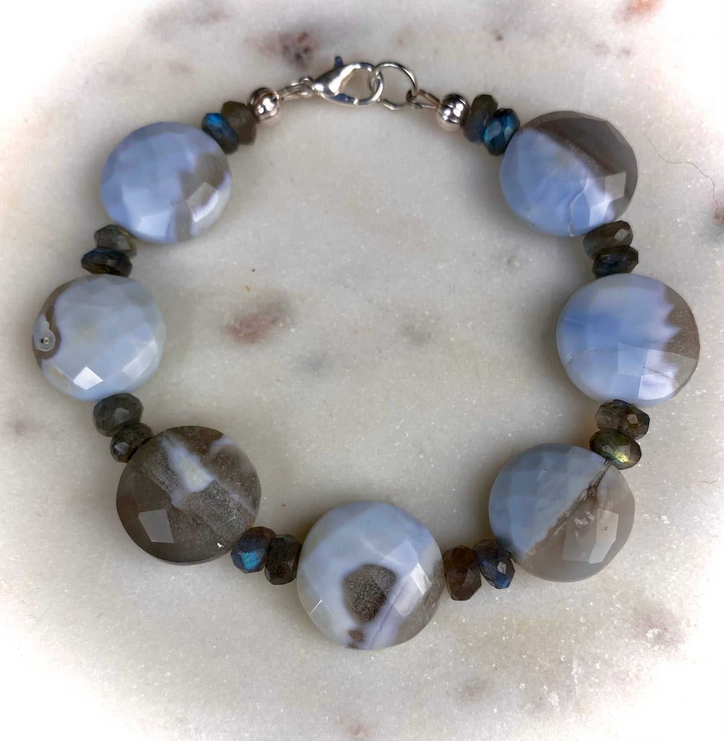 Blue Opal & Labradorite Faceted Bracelet