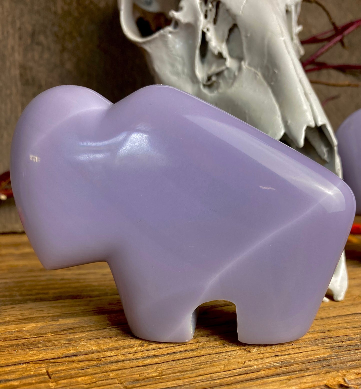 Lavender Fluorite Hand-Carved Buffalo