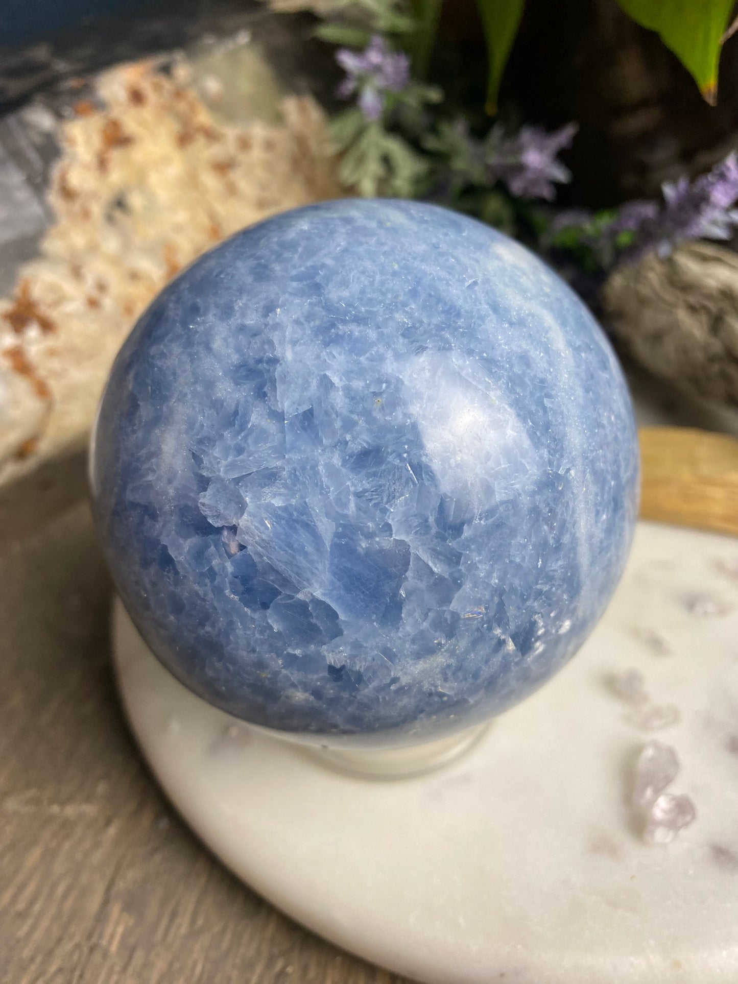 Blue Calcite Polished Sphere