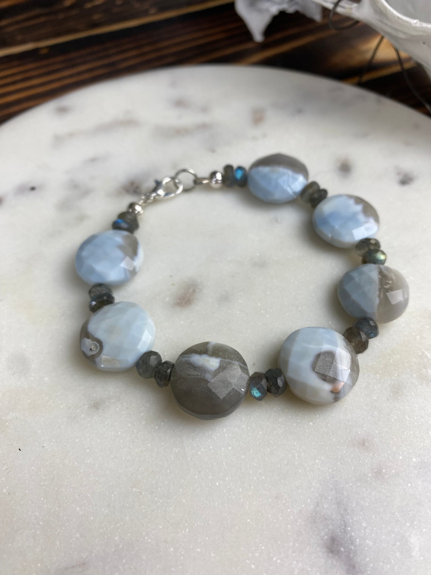 Blue Opal & Labradorite Faceted Bracelet