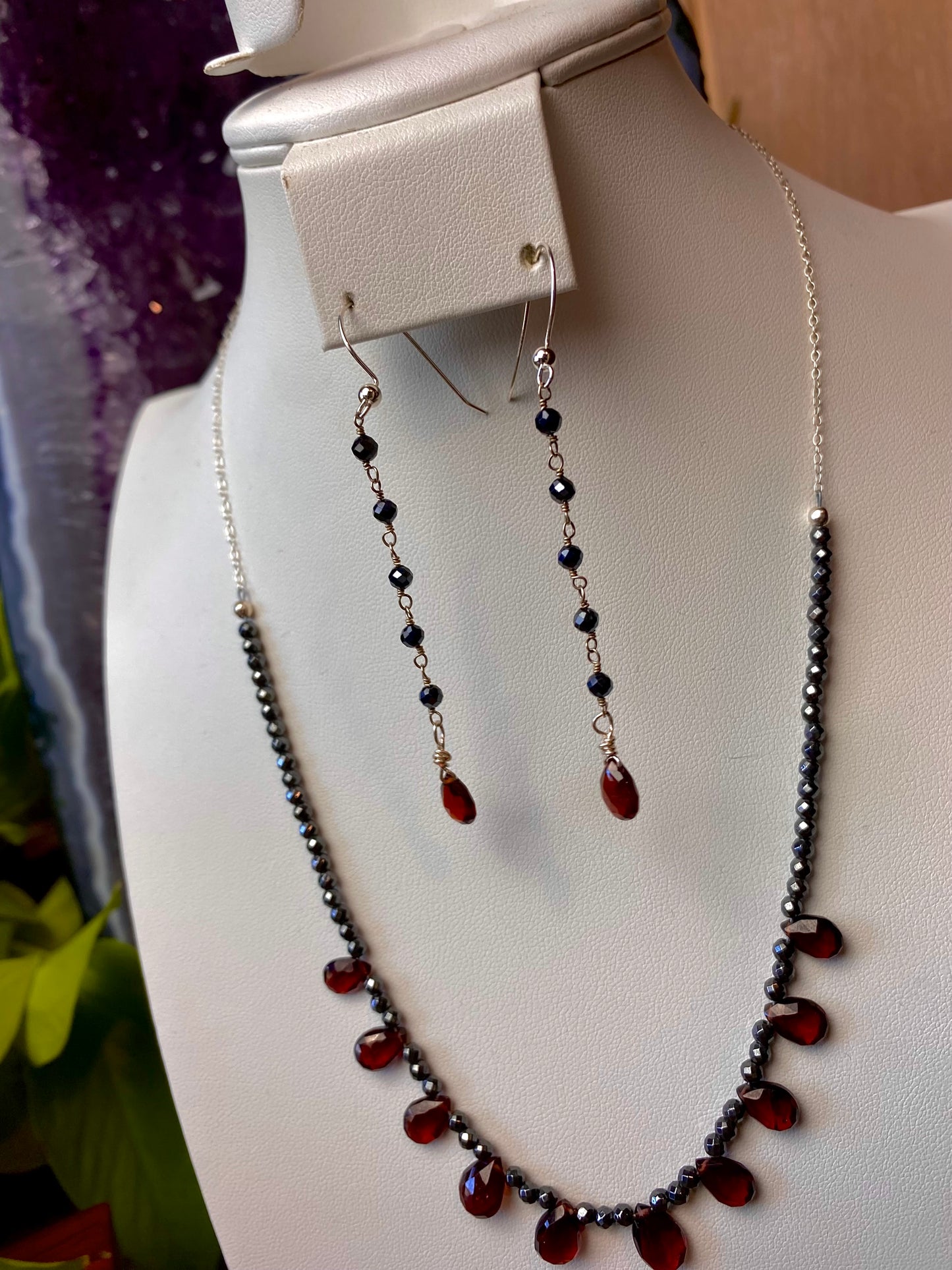 Garnet & Hematite Earrings