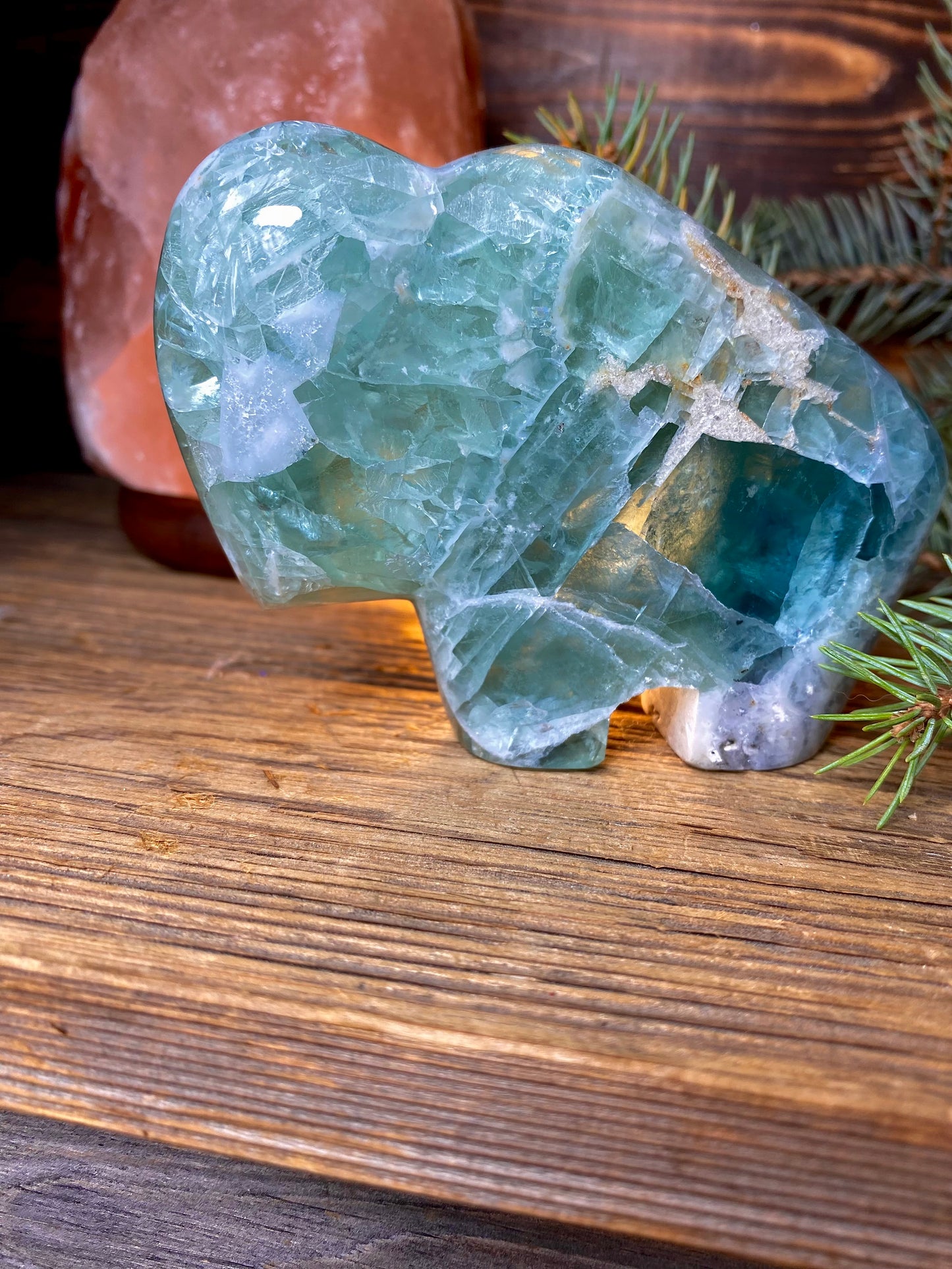 Green Fluorite Hand-Carved Buffalo
