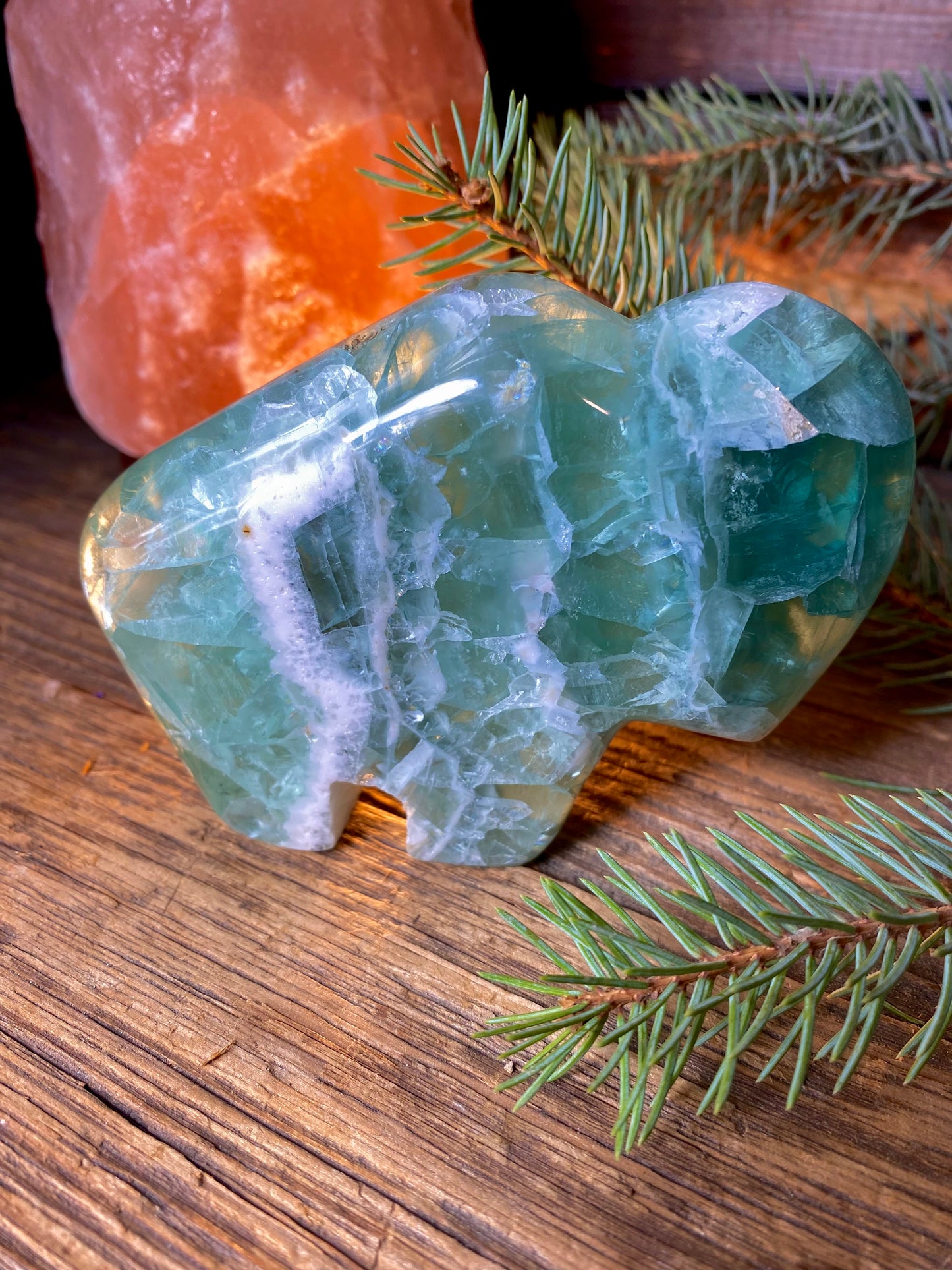 Green Fluorite Hand-Carved Buffalo