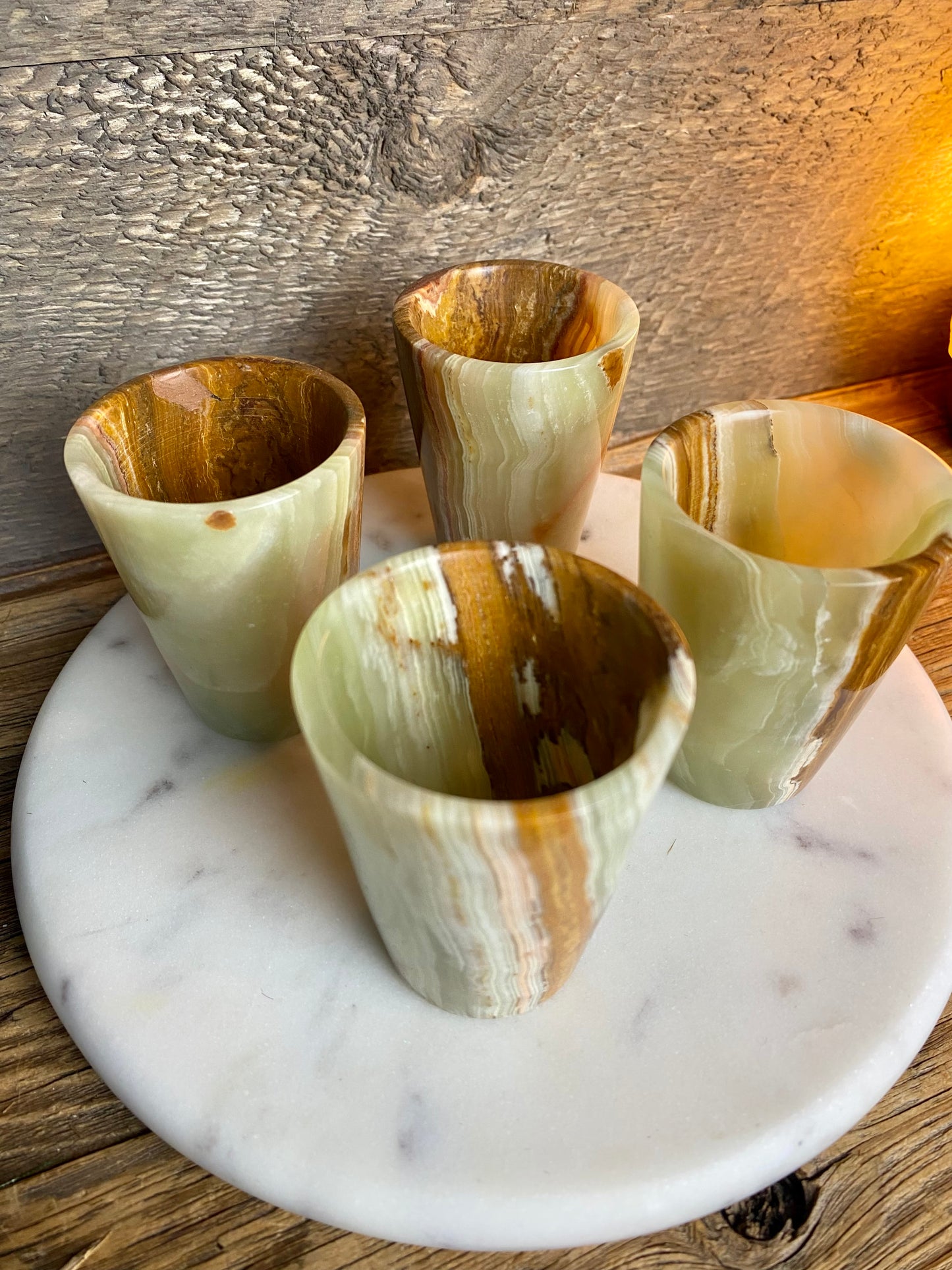 Banded Green Onyx Polished Shot Glass