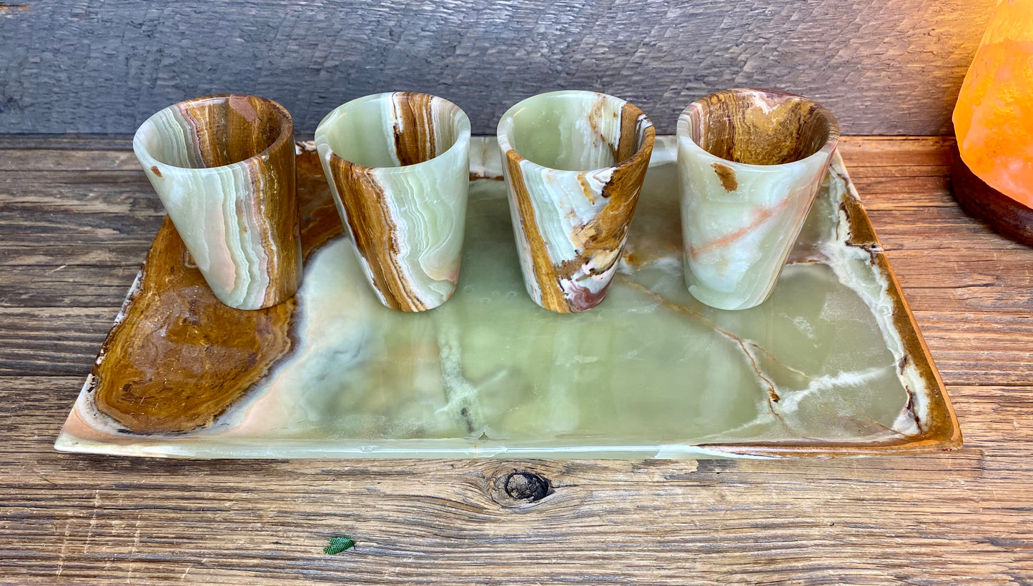 Banded Green Onyx Polished Shot Glass
