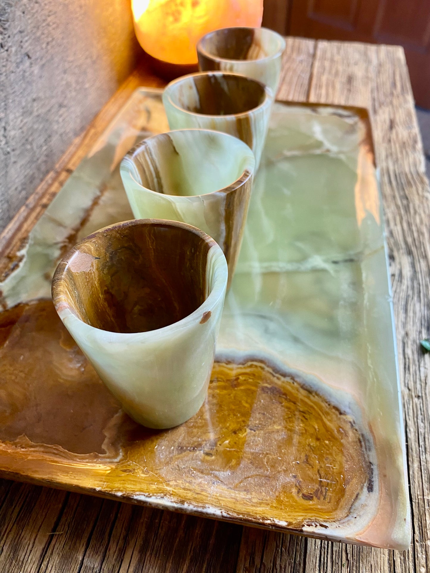 Banded Green Onyx Polished Shot Glass