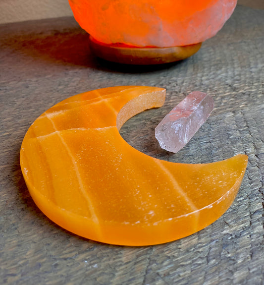 Orange Calcite Polished Crescent Moon