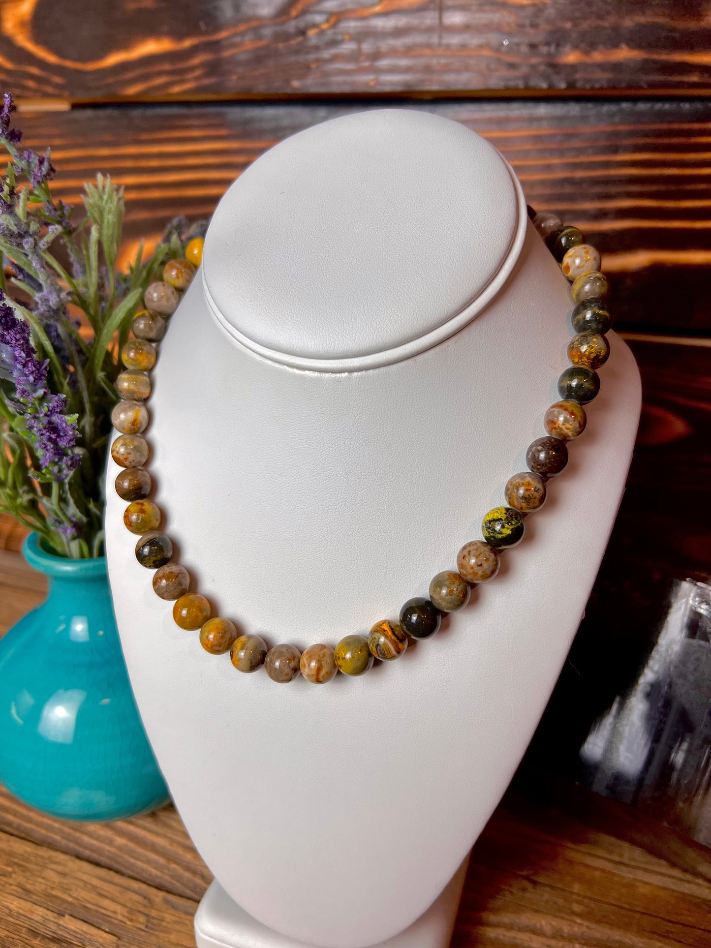 Bumblebee Jasper 10mm Bead Necklace