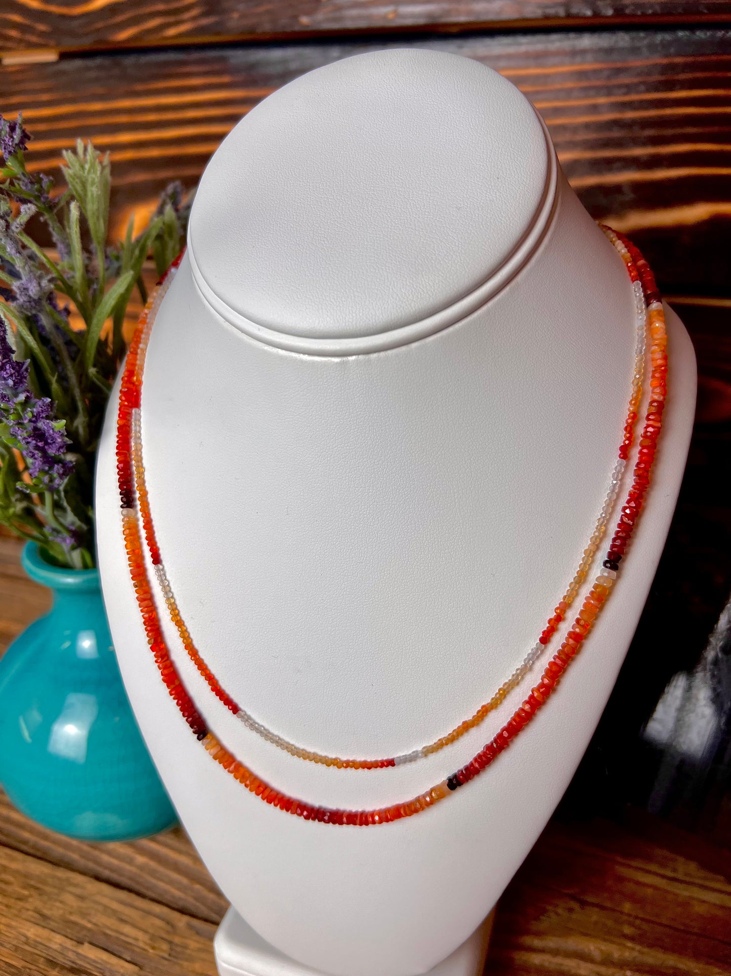 Mexican Fire Opal Double Statement Necklace