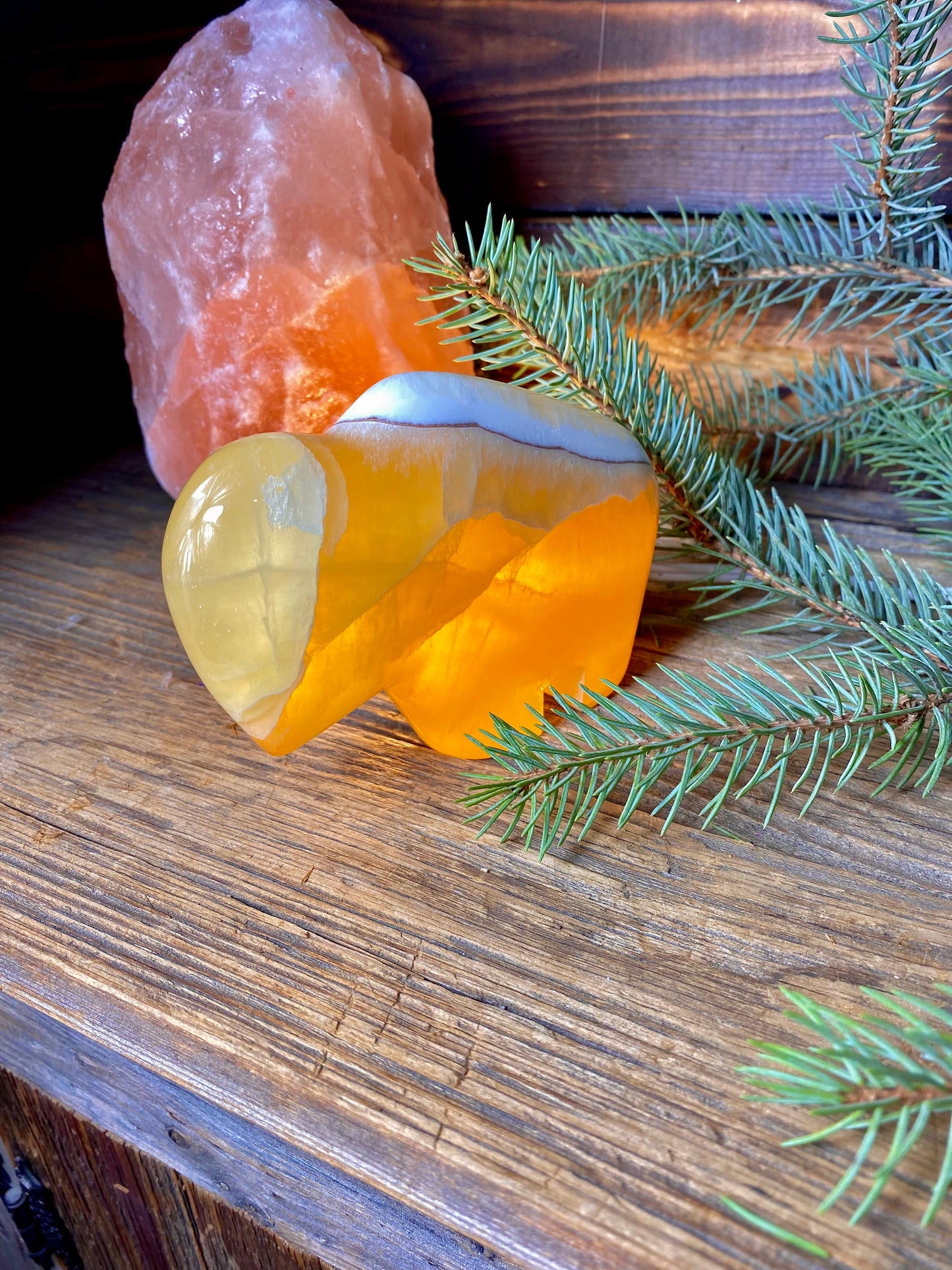 Honeycomb Calcite Hand-Carved Buffalo