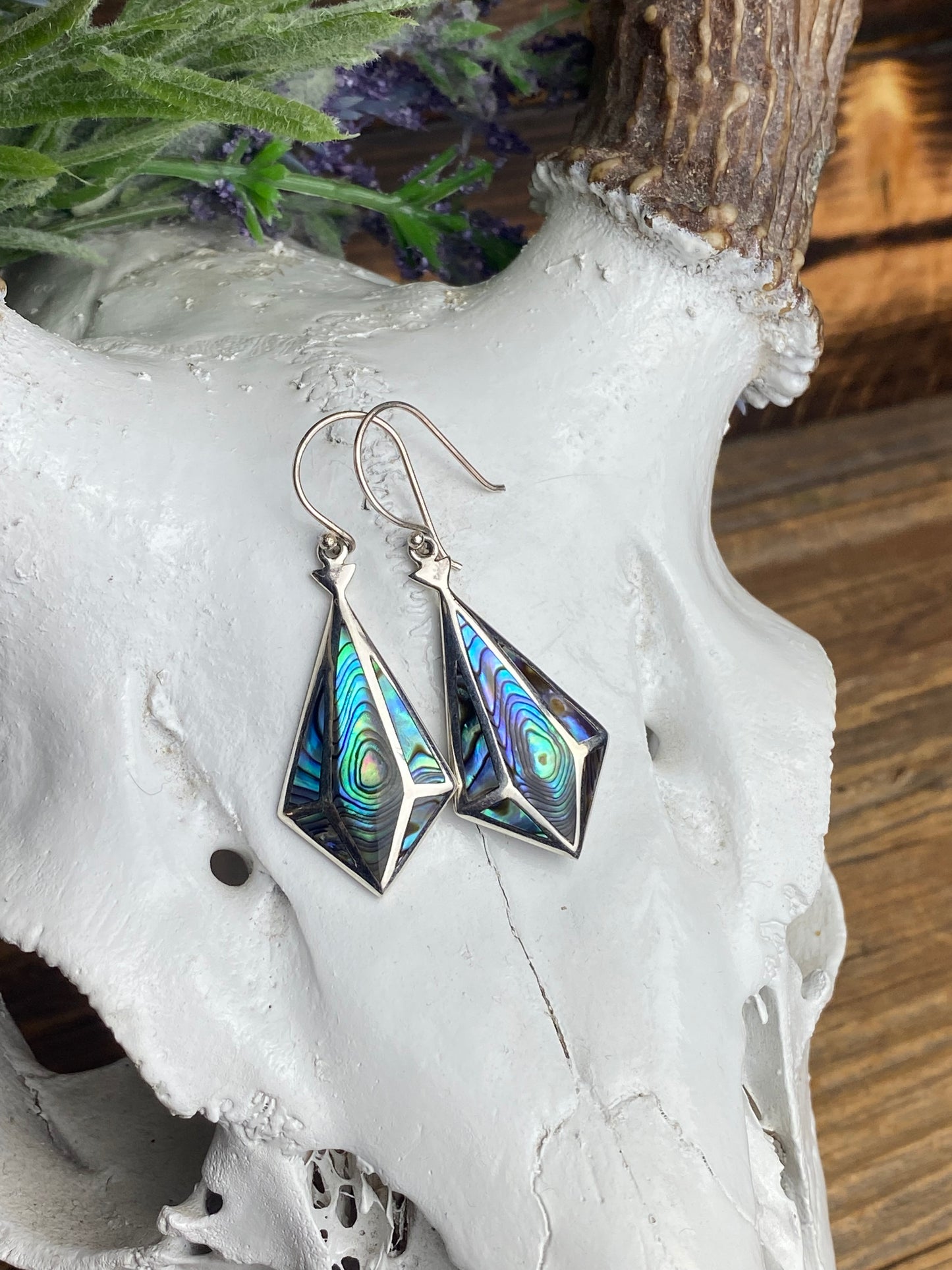Abalone Sterling Silver Geometric Earrings
