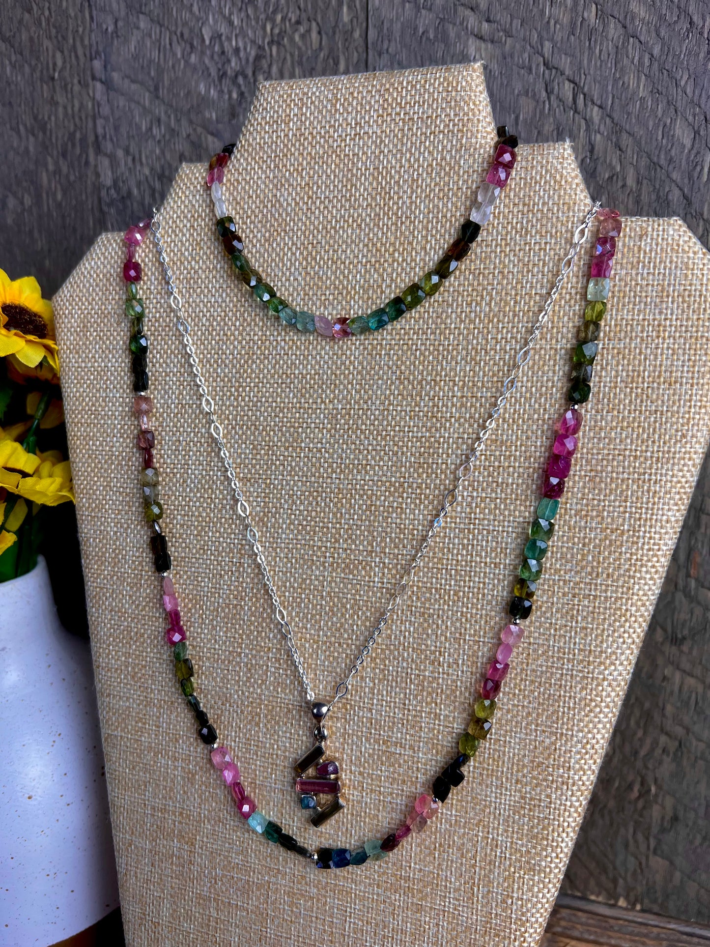 Watermelon Tourmaline Necklace and Bracelet Set