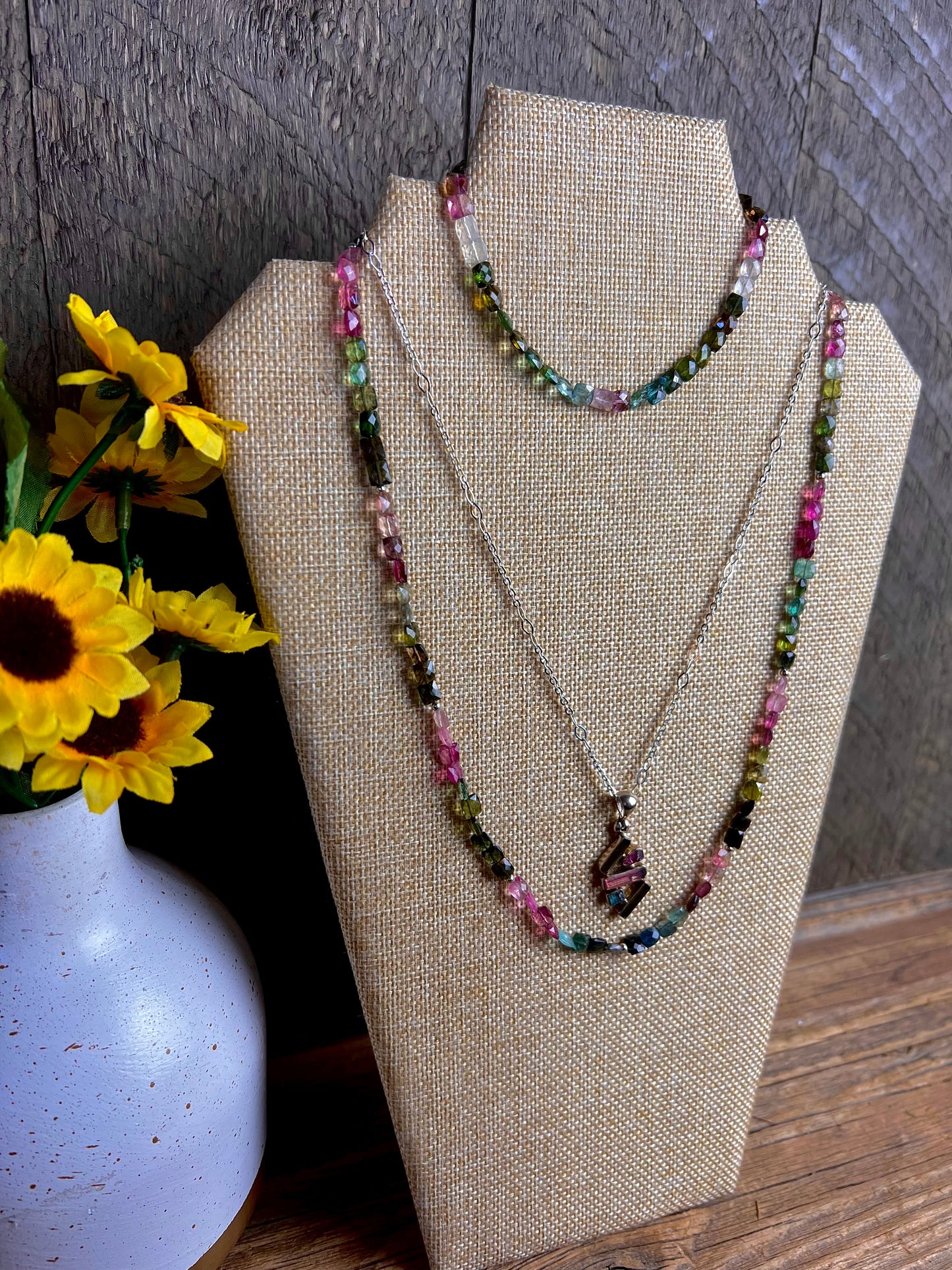 Watermelon Tourmaline Necklace and Bracelet Set