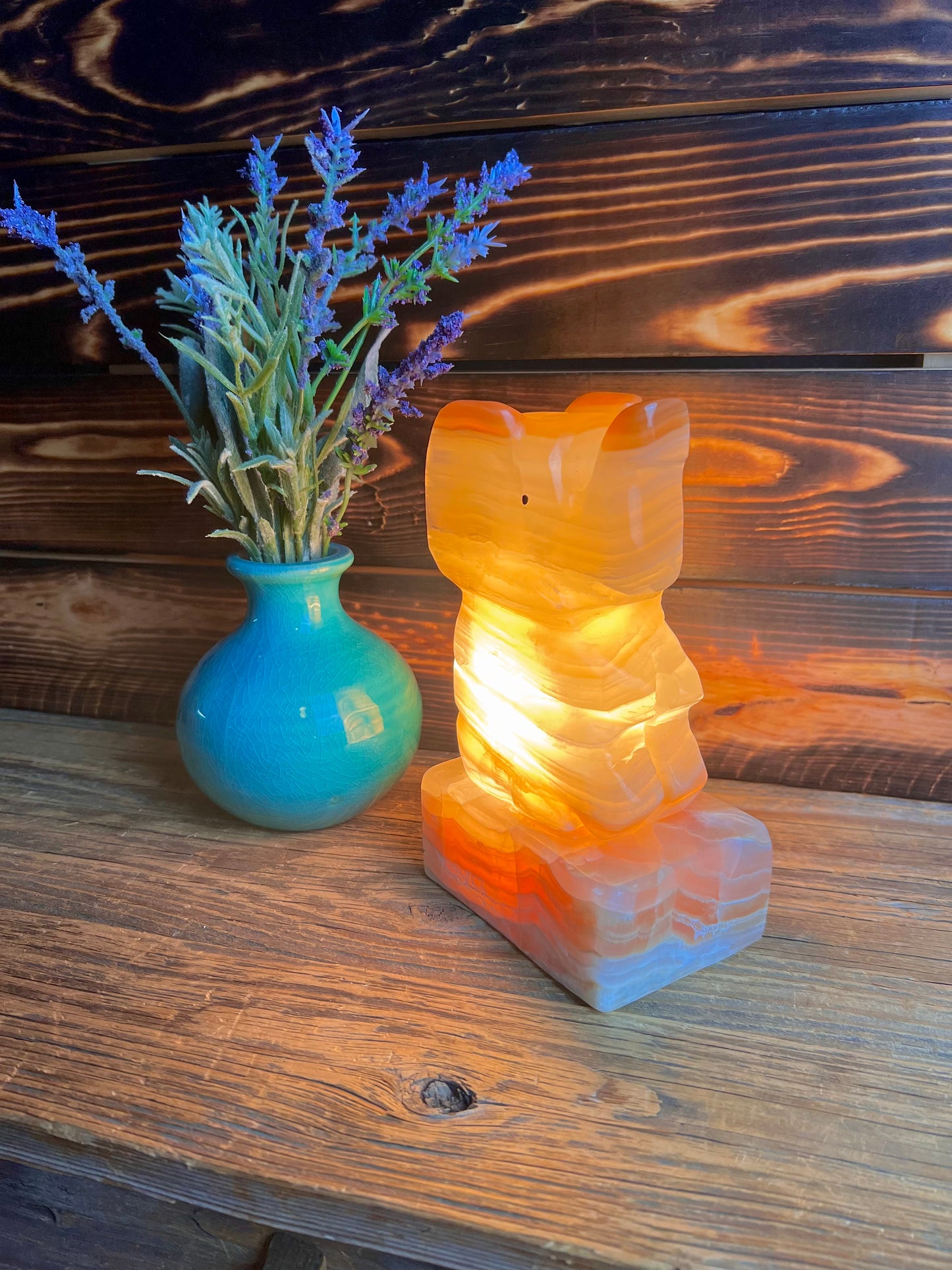 Carved Onyx Elephant Lamp
