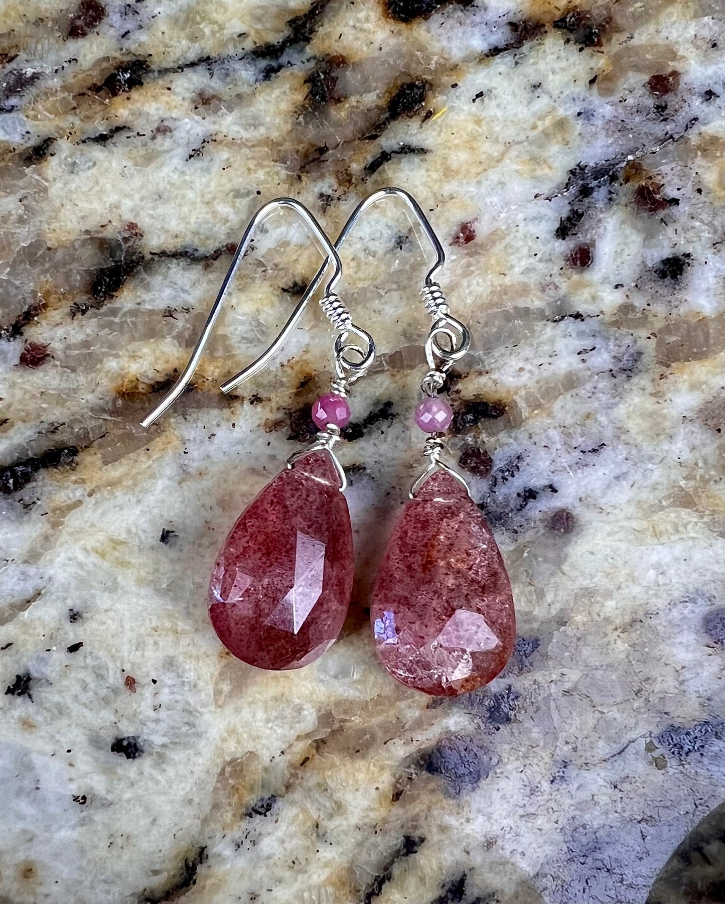 Strawberry Quartz Drop Earrings