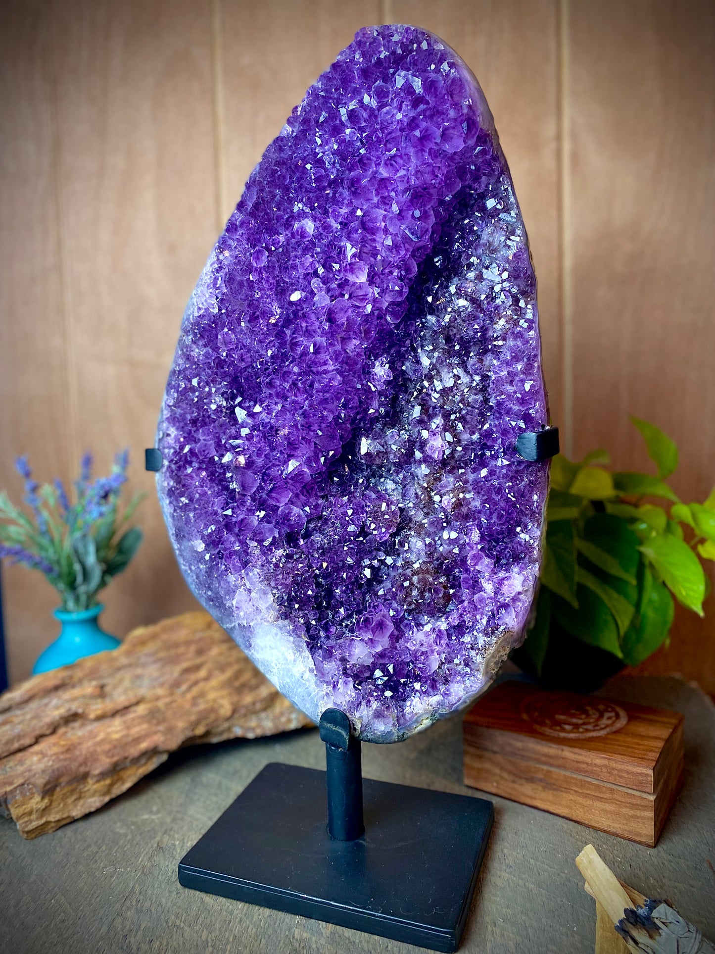 Amethyst Cluster on Custom Stand