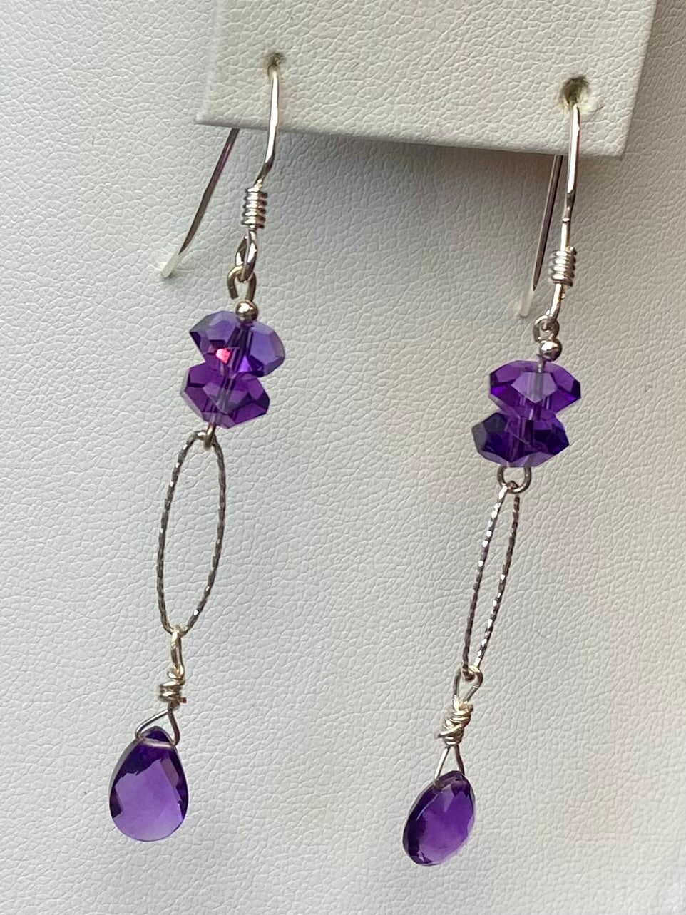 Amethyst Rondelle Necklace and Earrings Jewelry Set